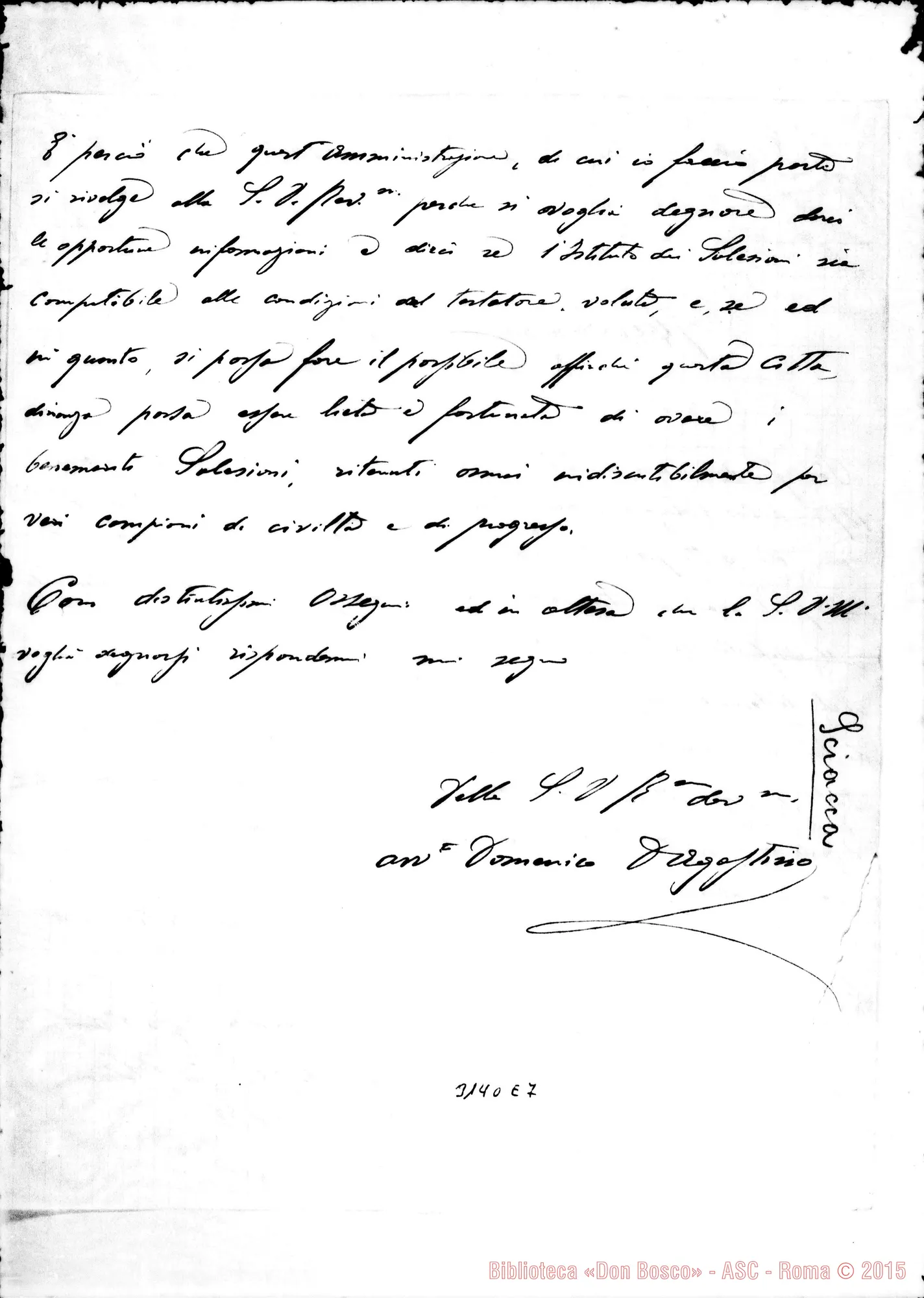 Fotogramma E 7 — Avv. Domenico d’Agostino - D. Rua. Sciacca, 22-04-1906