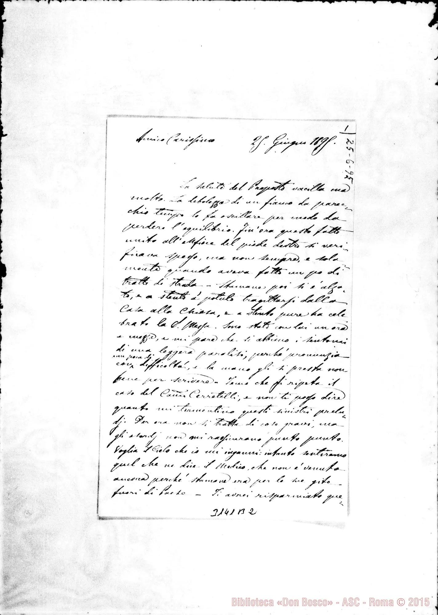 Fotogramma B 2 — D. Niccolò Piochi - Amico Car.mo, il 25-06-1895
