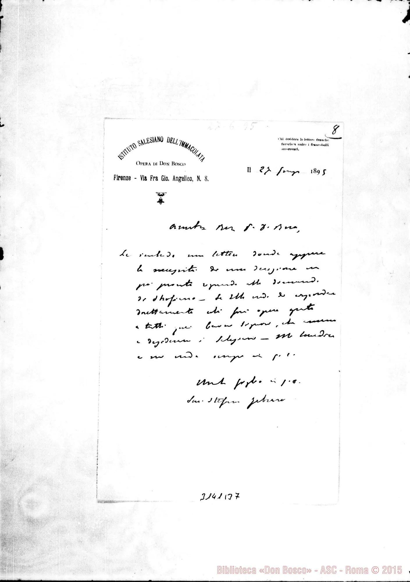 Fotogramma B 7 — D. Febraro Stefano - D. Rua. Firenze, 27-06-1895