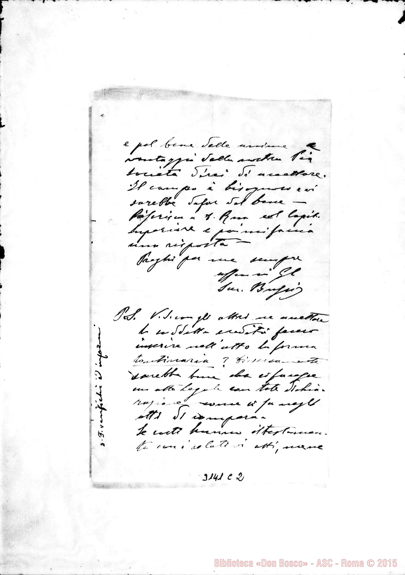 Fotogramma C 2 — Sac. Bussi - D. Rinaldi. Sampierdarena, 21-02-1905. Autogr. Rua