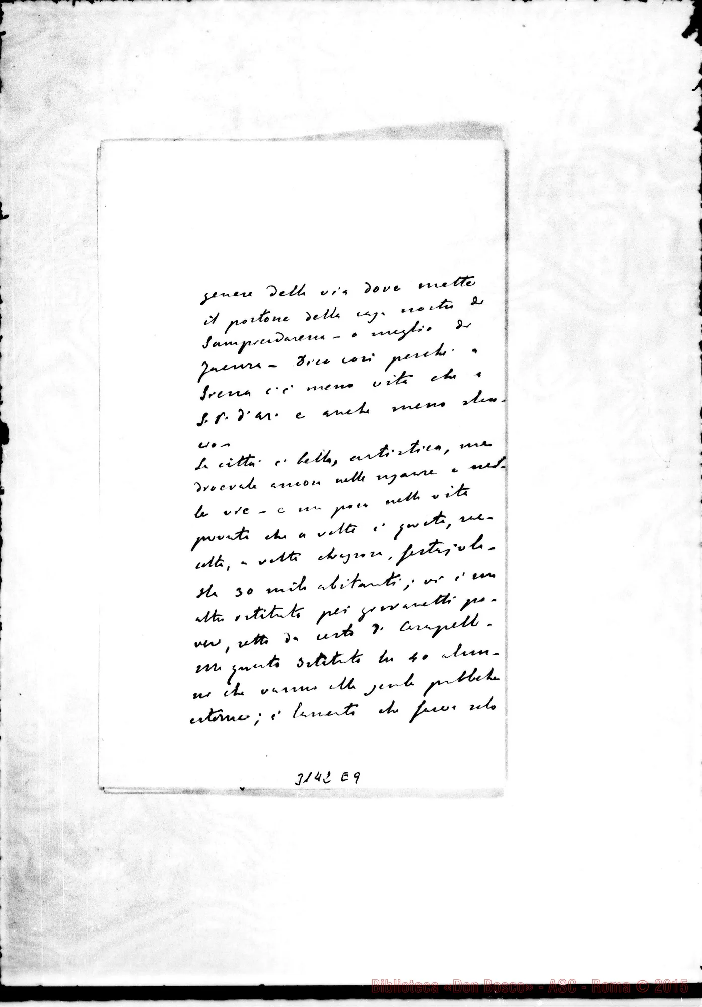 Fotogramma E 9 — D. Febraro Stefano - D. Rua. Firenze, 3-12-1896. Autogr. Rua