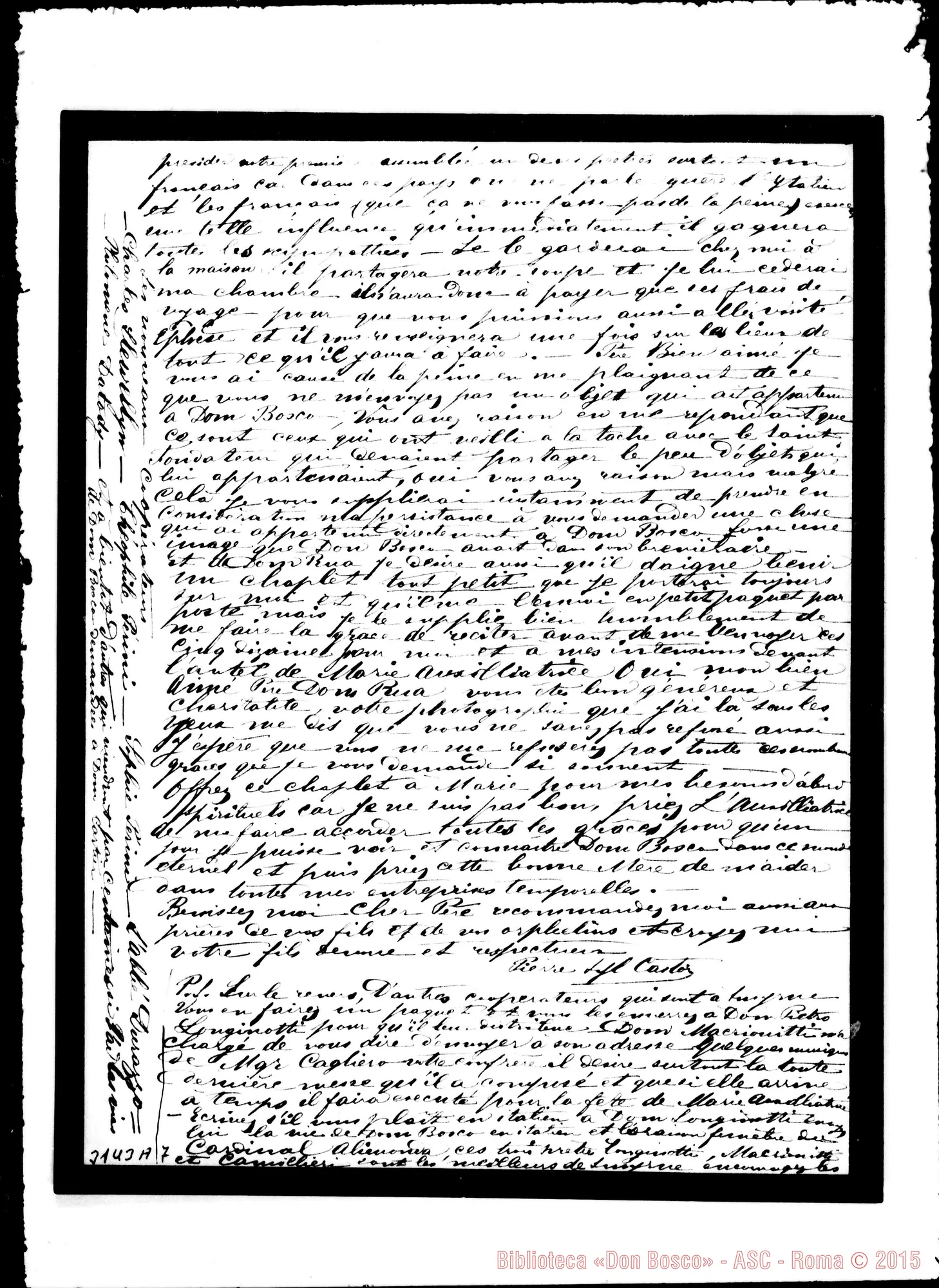 Fotogramma A 7 — Smyrne: Pierre Sylvester Castor - D. Rua. Smyrne, 27-04-1888. Autogr. Rua
