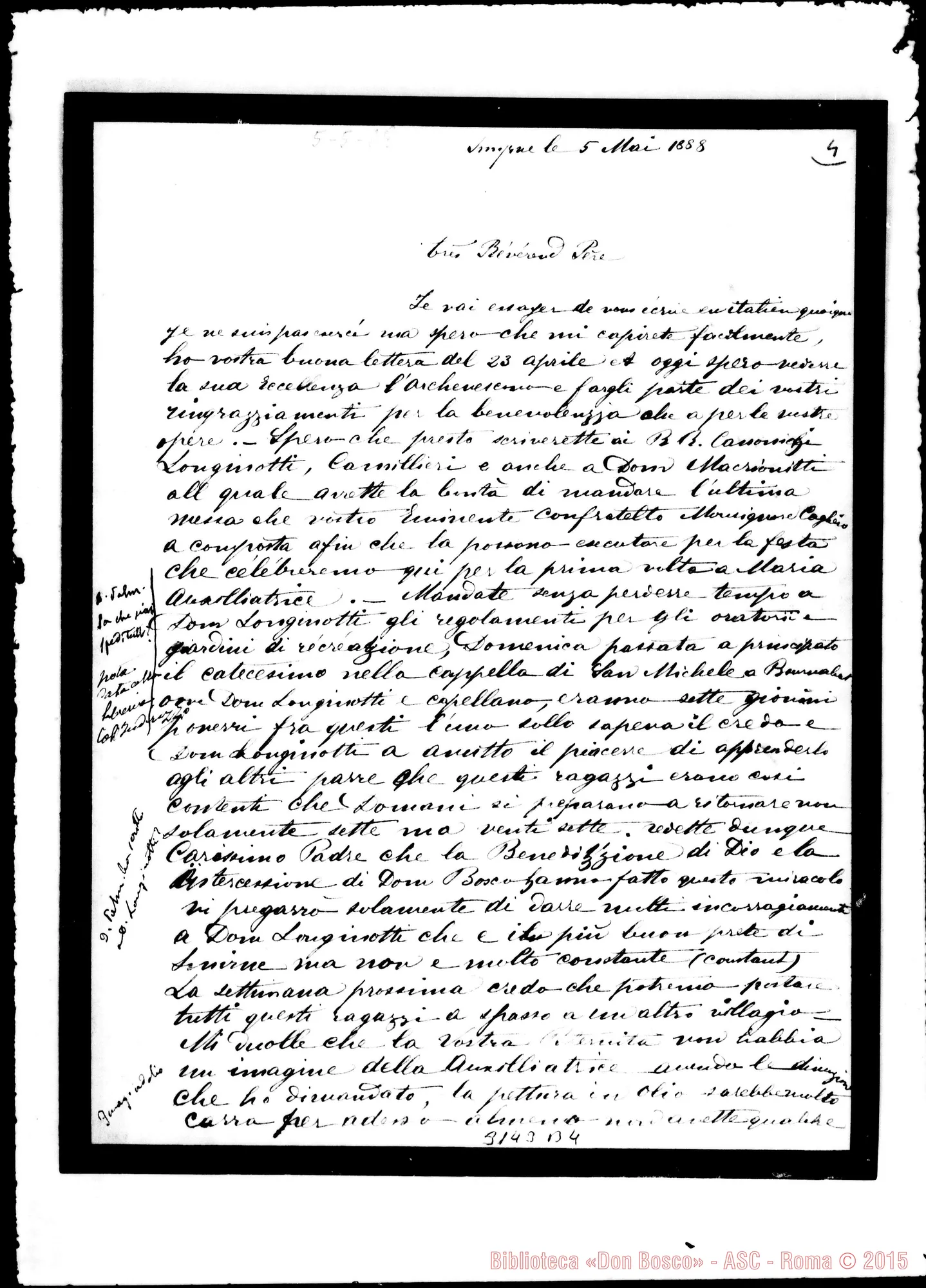 Fotogramma B 4 — Pierre Sylvester Castor - Révérend Père. Smyrne, 5-05-1888. Autogr. Rua