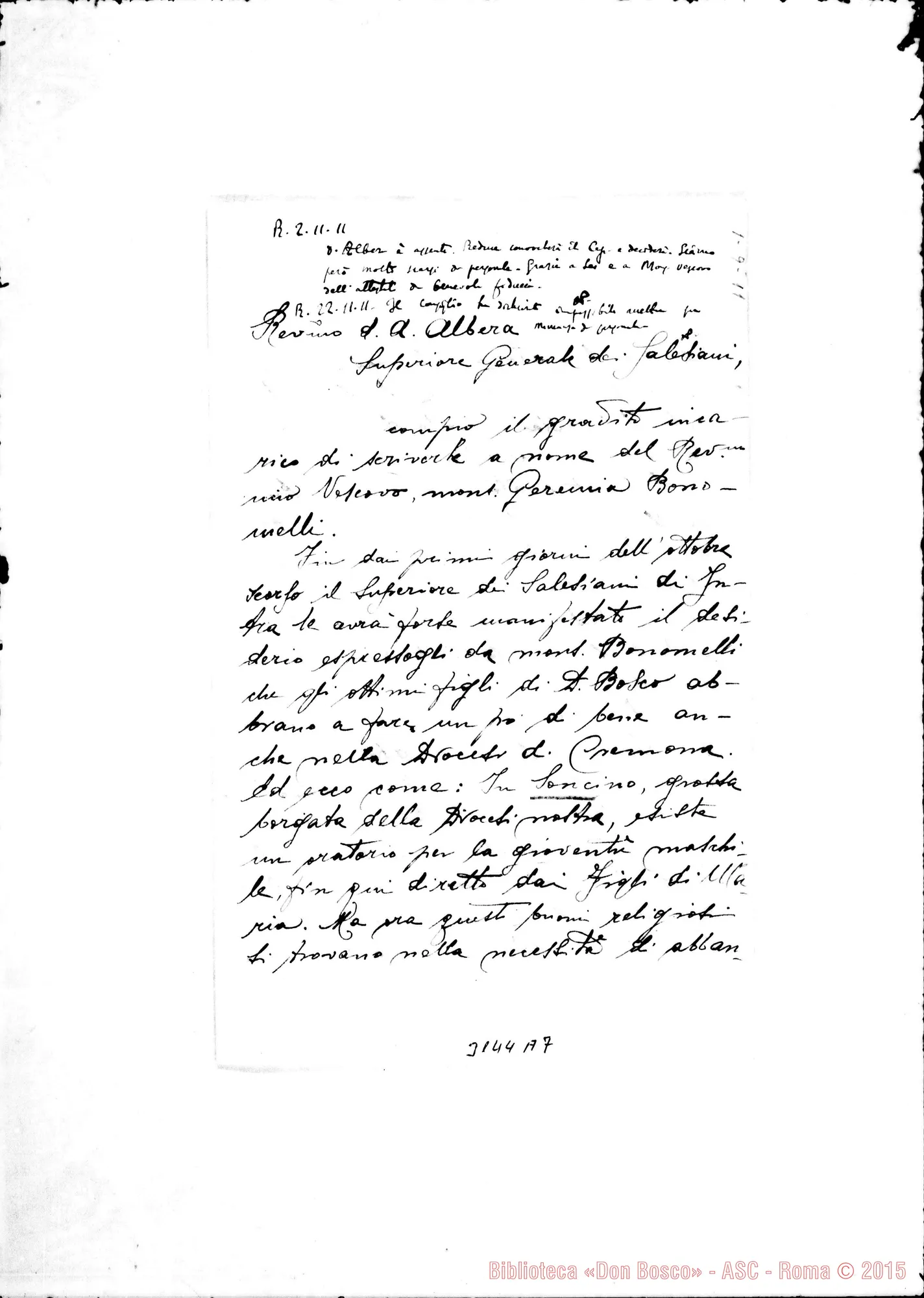 Fotogramma A 7 — Can. Prof. Umberto Maruti - D. Albera. Cremona, 1-11-1911