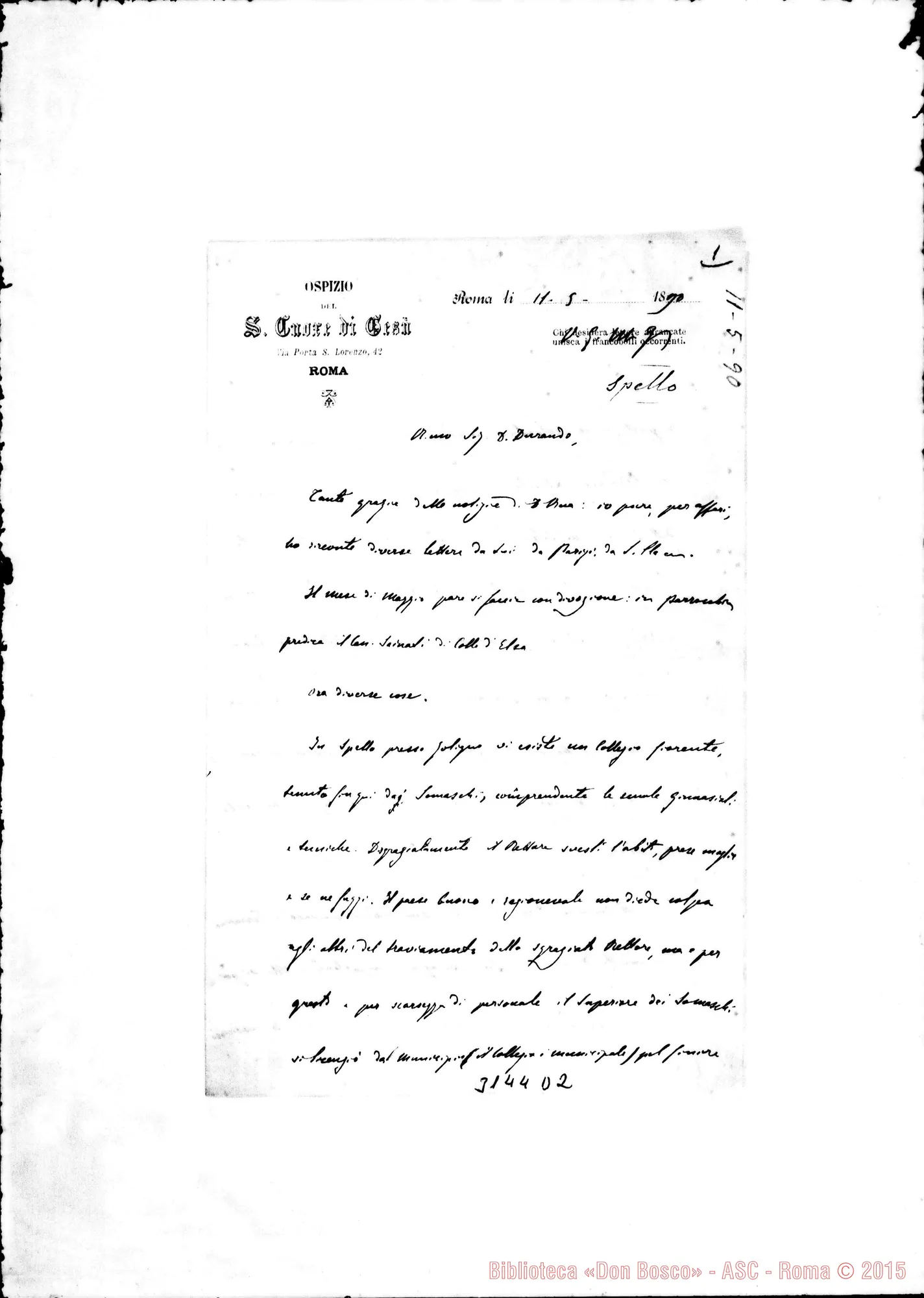 Fotogramma D 2 — Spello: D. Cagliero Cesare - D. Durando. Roma, 11-05-1890