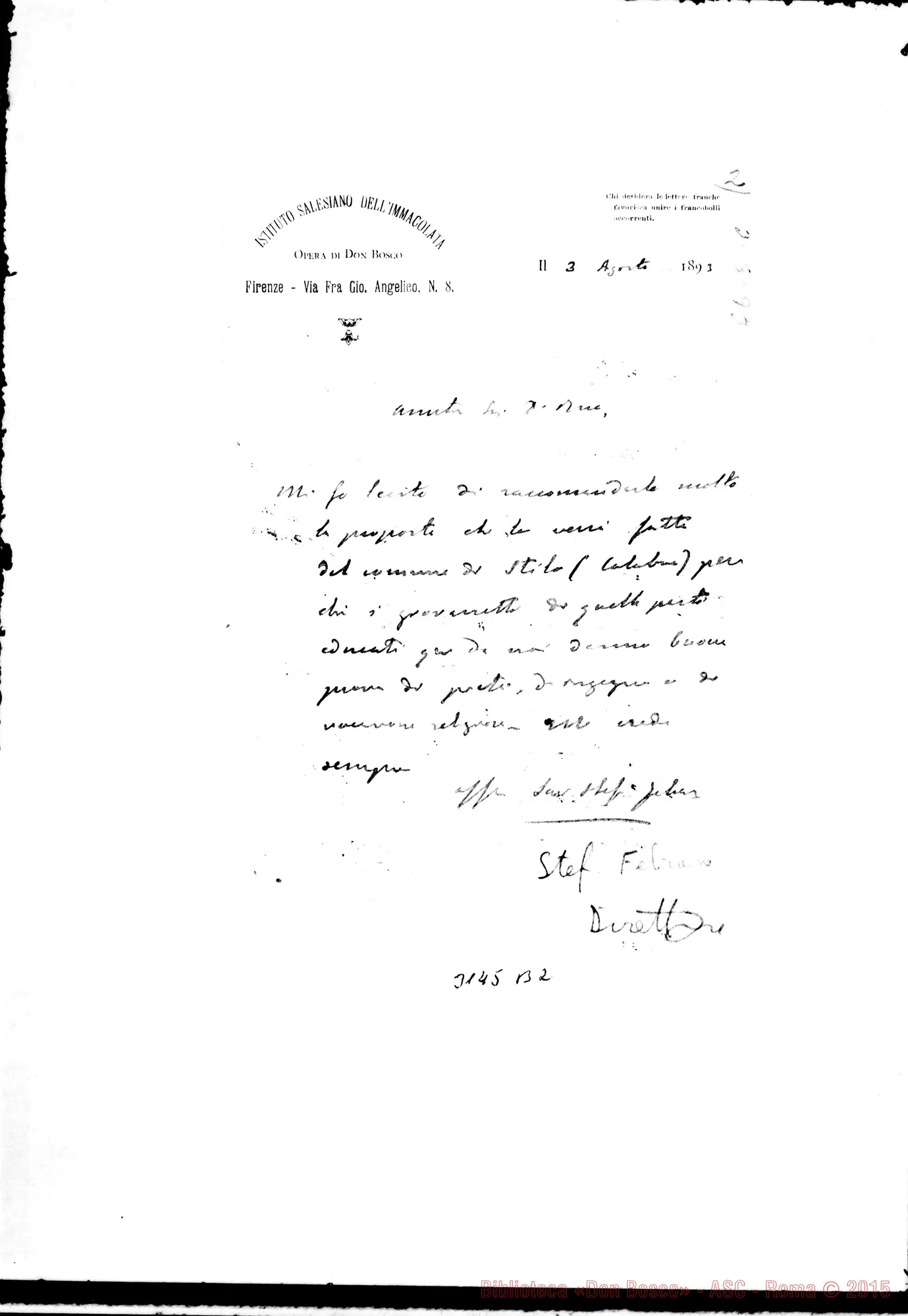 Fotogramma B 2 — D. Febraro Stefano - D. Rua. Firenze, 3-08-1893