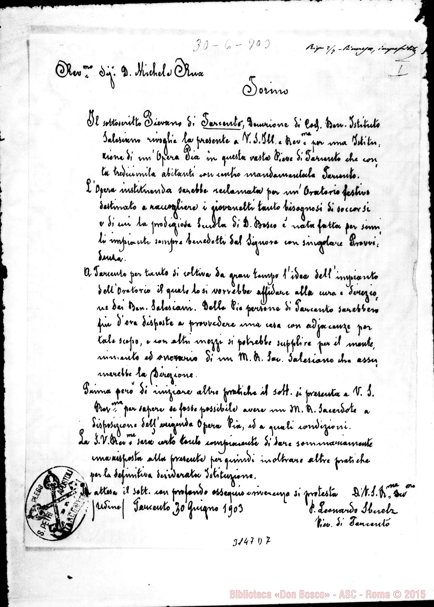 Fotogramma D 7 — Tarcento: P. Leonardo, parroco - D. Rua. Tarcento, 30-06-1903