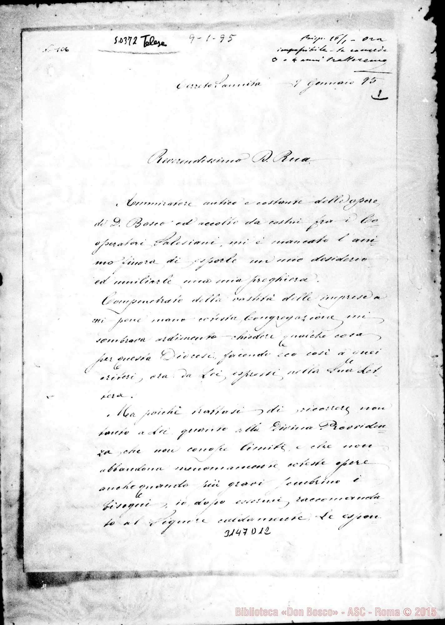 Fotogramma D 12 — Telese Cerreto: Luigi Sodo, vesc. di Telese - D. Rua. Cerreto, 9-01-1895
