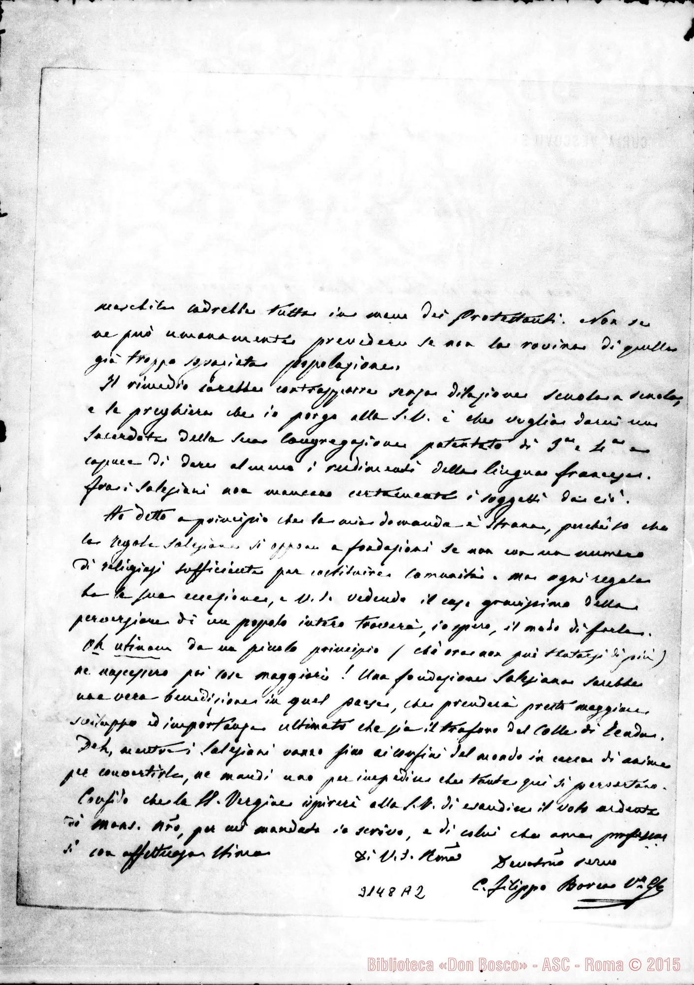 Fotogramma A 2 — Tenda: C. Filippo B. - Rev.mo Signore. Ventimiglia, 20-10-1896. Autogr. Rua