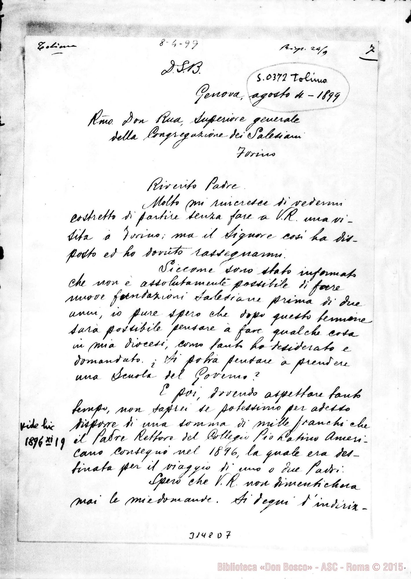 Fotogramma D 7 — Stefano Rojas, vesc. - D. Rua. Genova, 4-08-1899