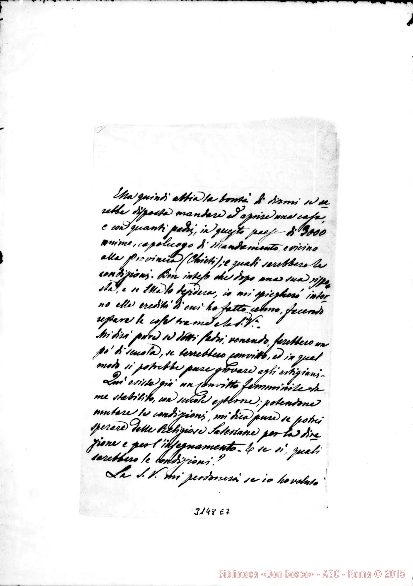 Fotogramma E 7 — Tollo: Francesco De Fabio, arciprete - Rev.do Signore. Tollo, 28-01-1893