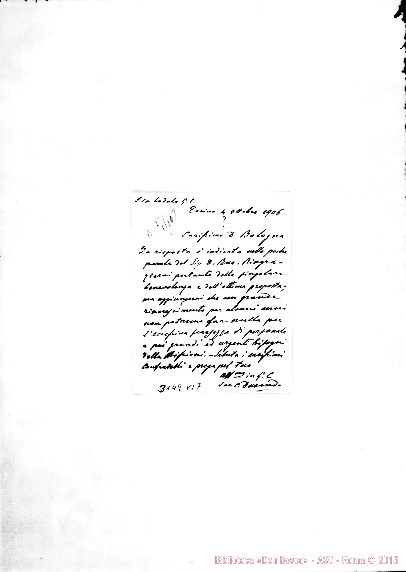 Fotogramma B 7 — D. Durando - D. Bologna. Torino, 4-10-1906