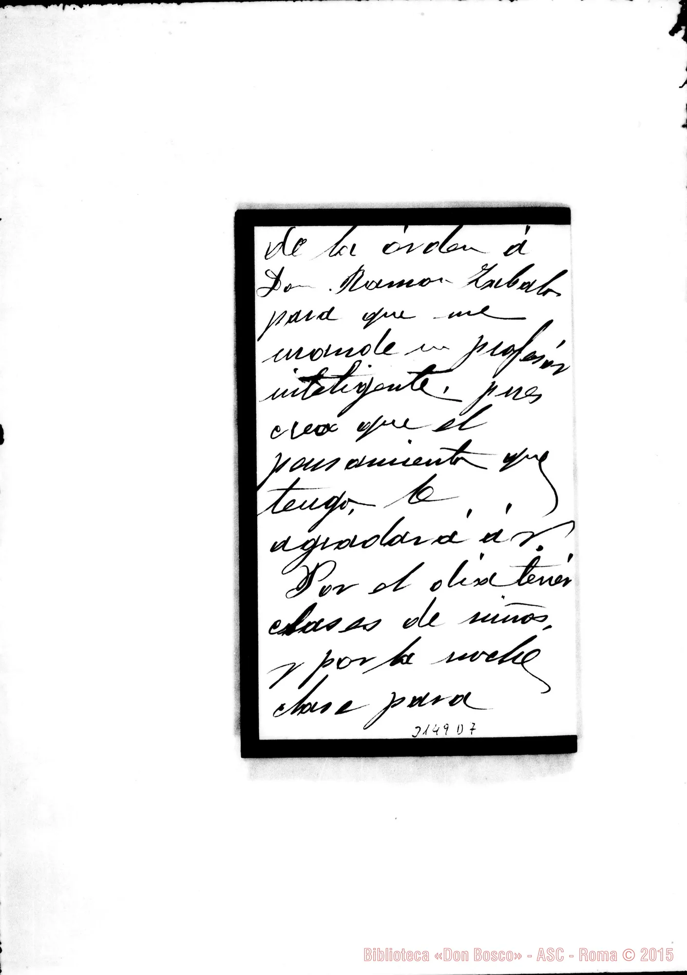 Fotogramma D 7 — Torre Cedeira: Lettera incompleta A D. Rua, il 6-09-1907