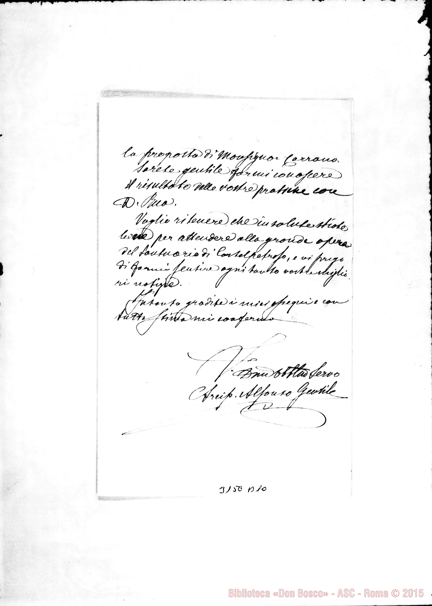 Fotogramma B 10 — Alfonso Gentile, arciprete - D. Bellia G. Autogr. Rua. Trani, 4-05-1907