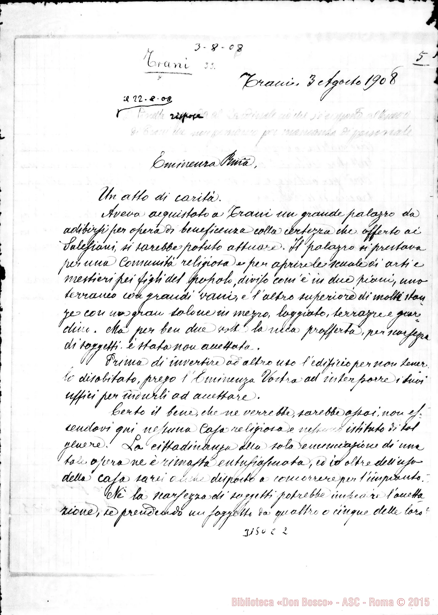 Fotogramma C 2 — Francesco Paolo Carrano, vesc. - Arciv. di Torino. Trani, 3-08-1908