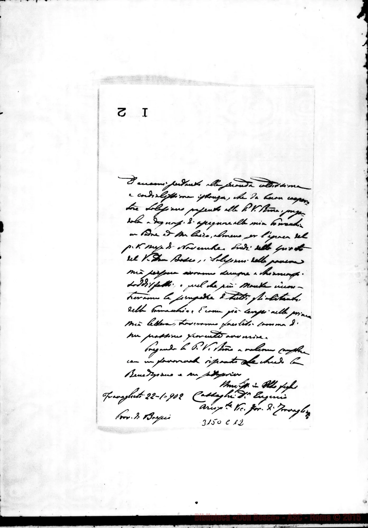 Fotogramma C 12 — Cassaghi D. Eugenio - Rev.mo Padre. Travagliato, 22-01-1902