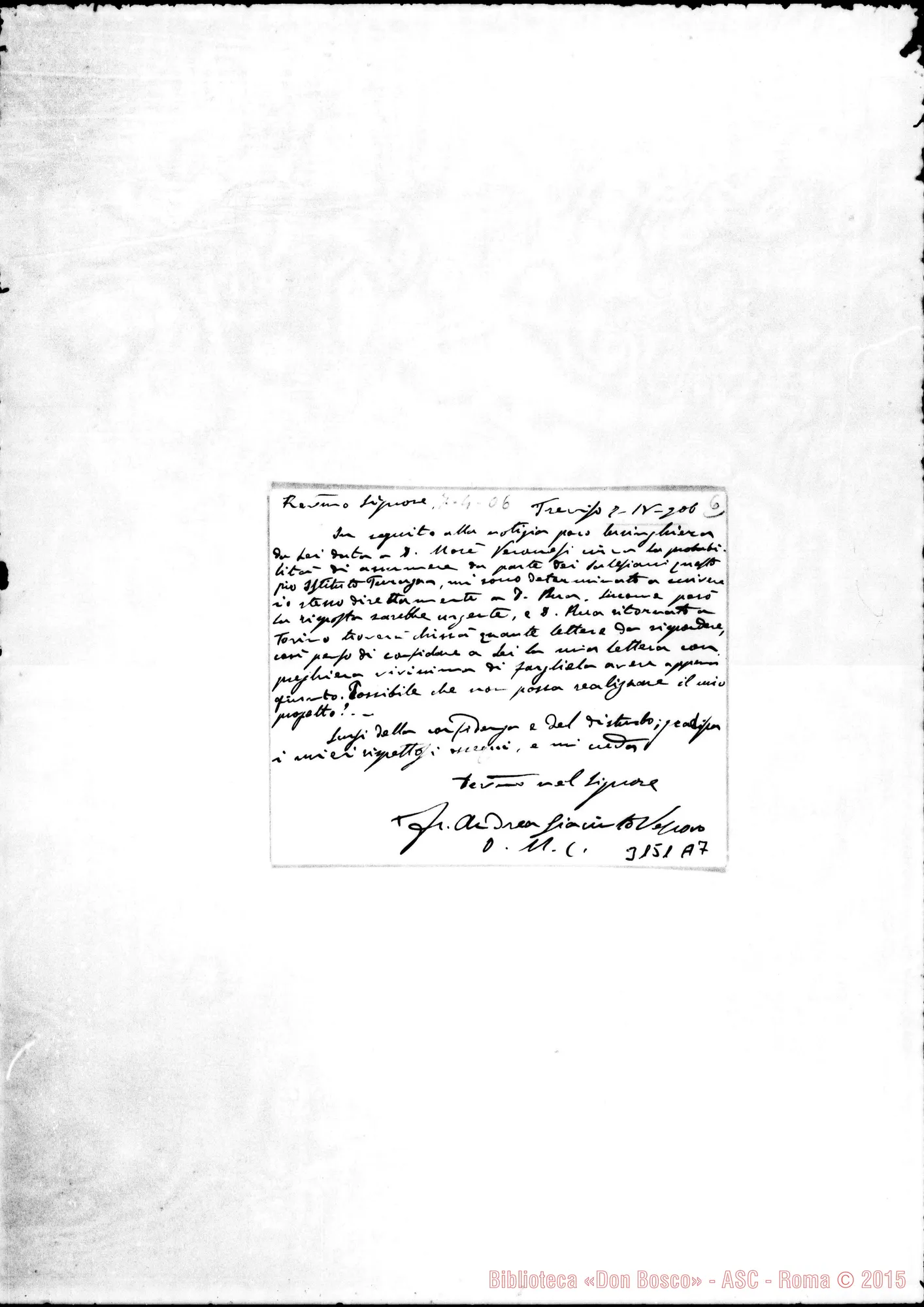 Fotogramma A 7 — Andrea Giacinto Longhin, vesc. - D. Durando. Treviso, 7-04-1906