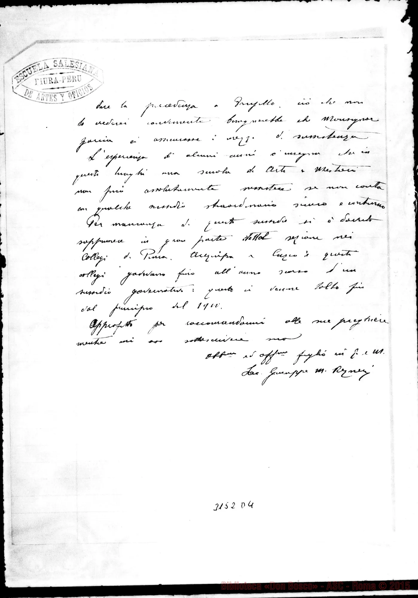 Fotogramma D 4 — Sac. Giuseppe Reyneri - Superiore. Piura, 12-03-1911