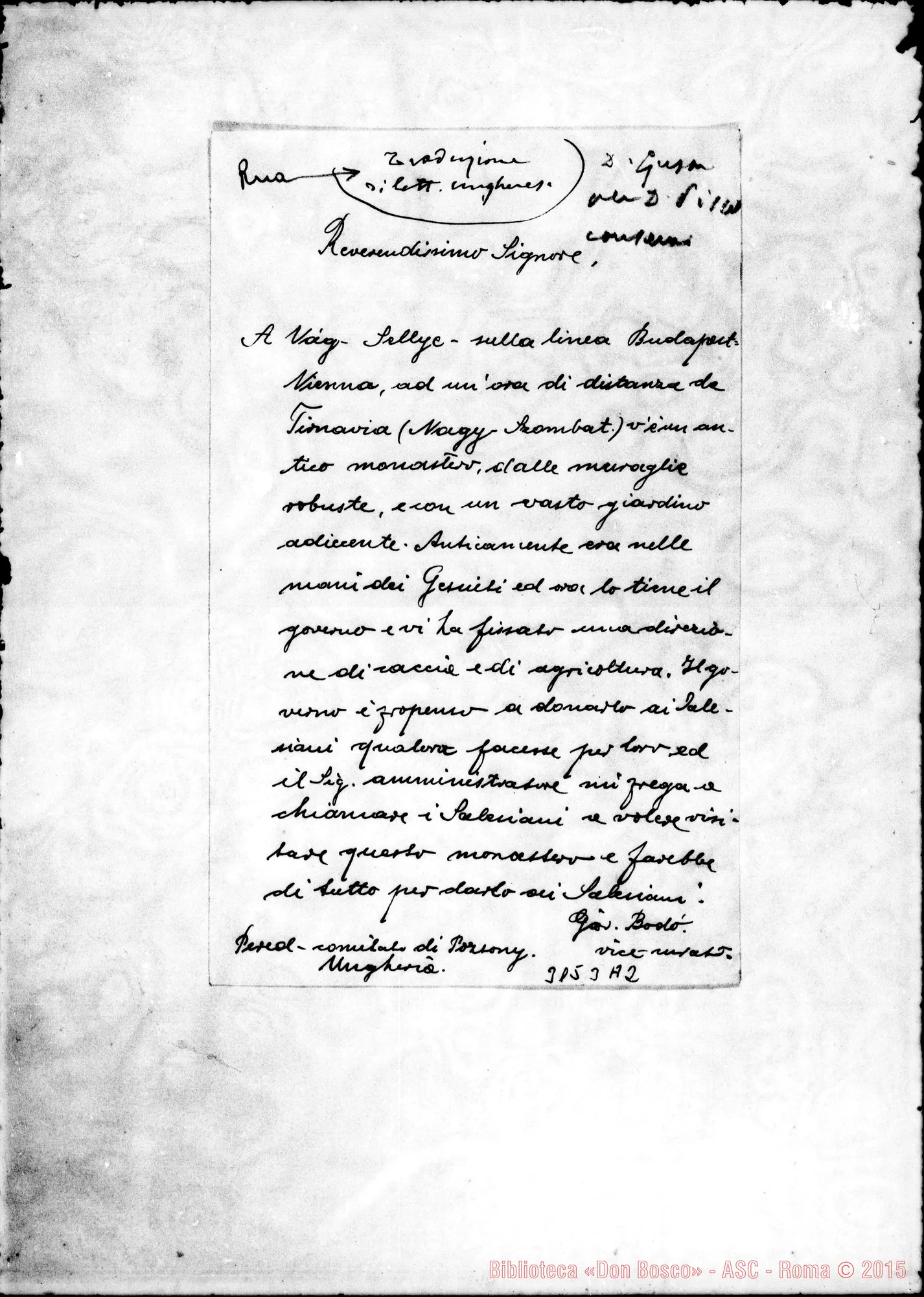 Fotogramma A 2 — Due traduzioni della lettera precedente. 13-07-1907 Autogr. Rua