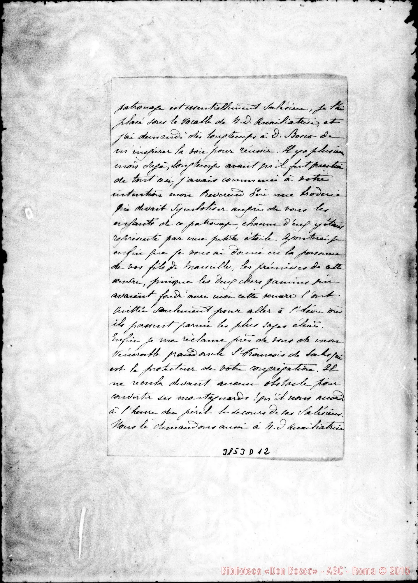 Fotogramma D 12 — Comtesse de Villeneuve - Révérend Père. Valensole, 25-12-1897