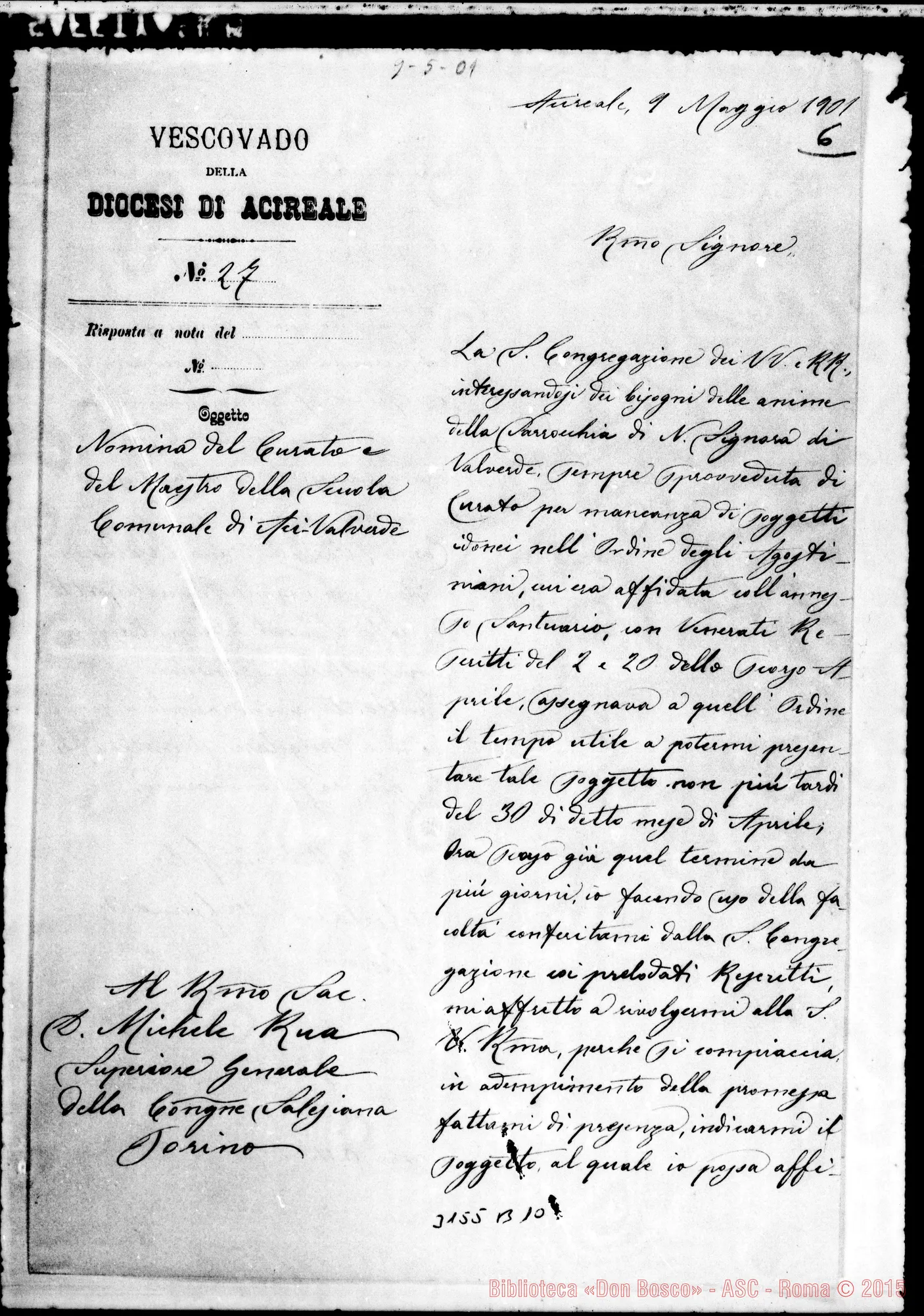 Fotogramma B 10 — Gerlando Genuari, vesc. di Acireale - D. Rua. Acireale, 9-05-1901