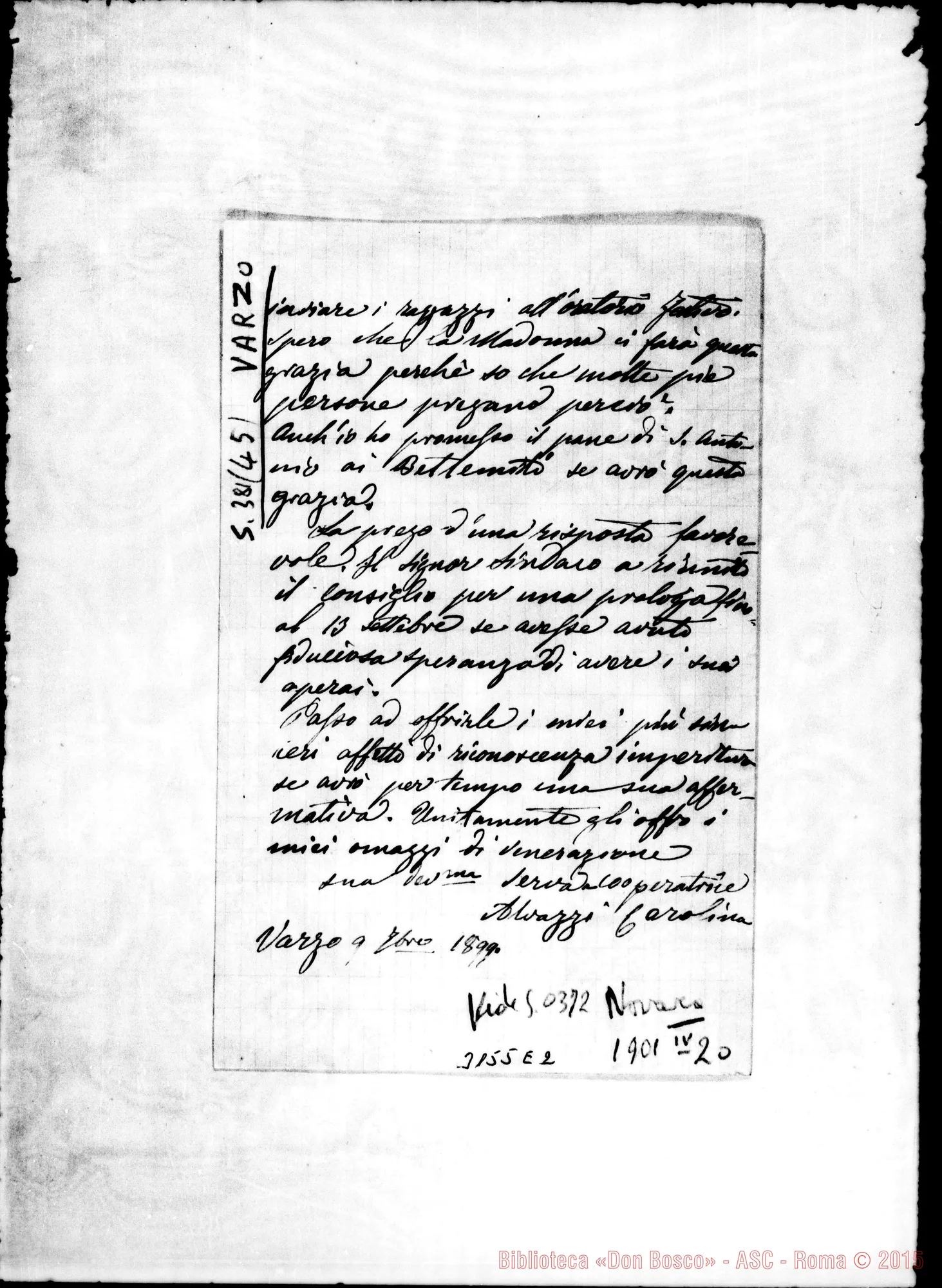Fotogramma E 2 — Varzo: Alvazzi Carolina, coop. - Rev.do Sig. Varzo, 9-02-1899
