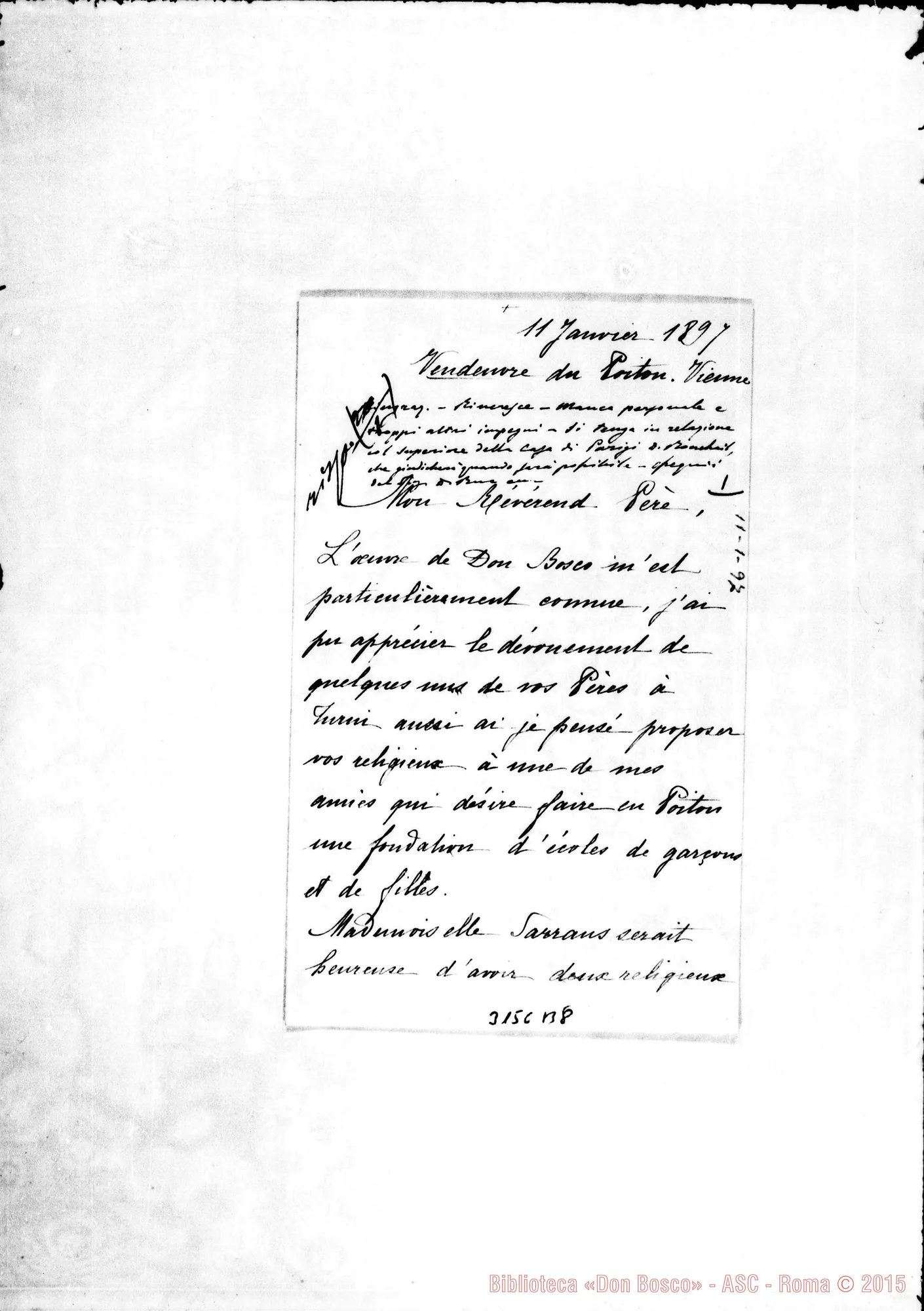 Fotogramma B 8 — Vendeuvre: Marie de Lattre - Révérend Pére, 1’11-01-1897