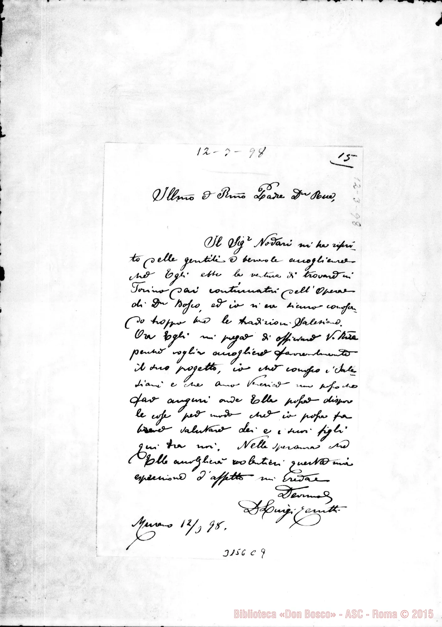 Fotogramma C 9 — D. Luigi Cerutti - D. Rua. Murano, 12-03-1898