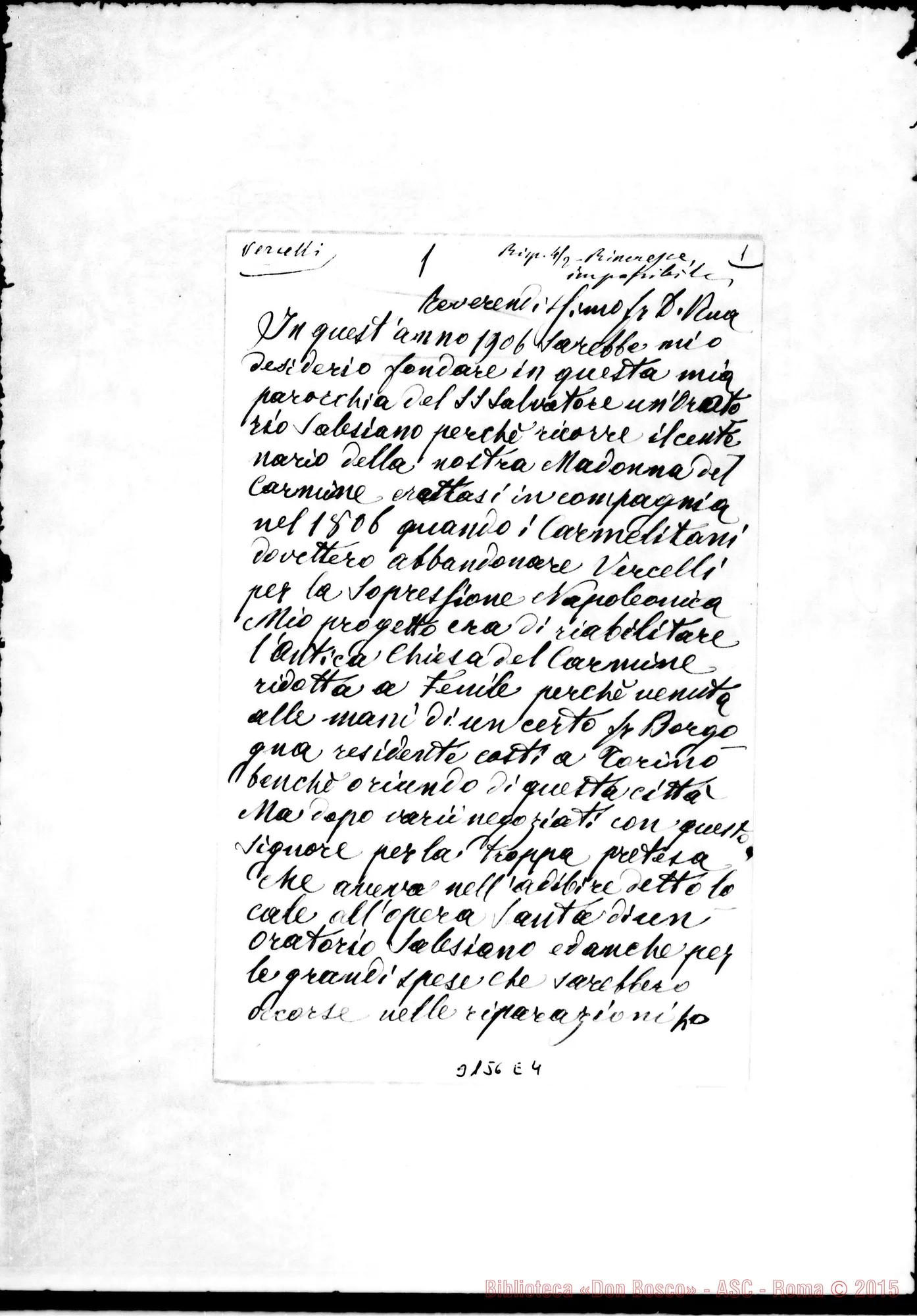 Fotogramma E 4 — Vercelli: D. G. Gibelli, parroco - D. Rua. 1906