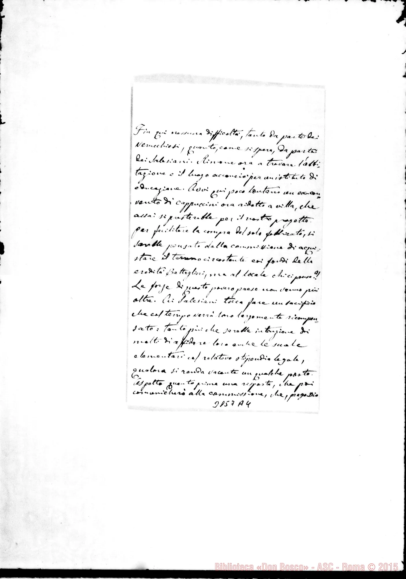 Fotogramma A 4 — Verucchio: Can. G.B. Pecci - Rev.do Signore. Verucchio, 24-12-1895