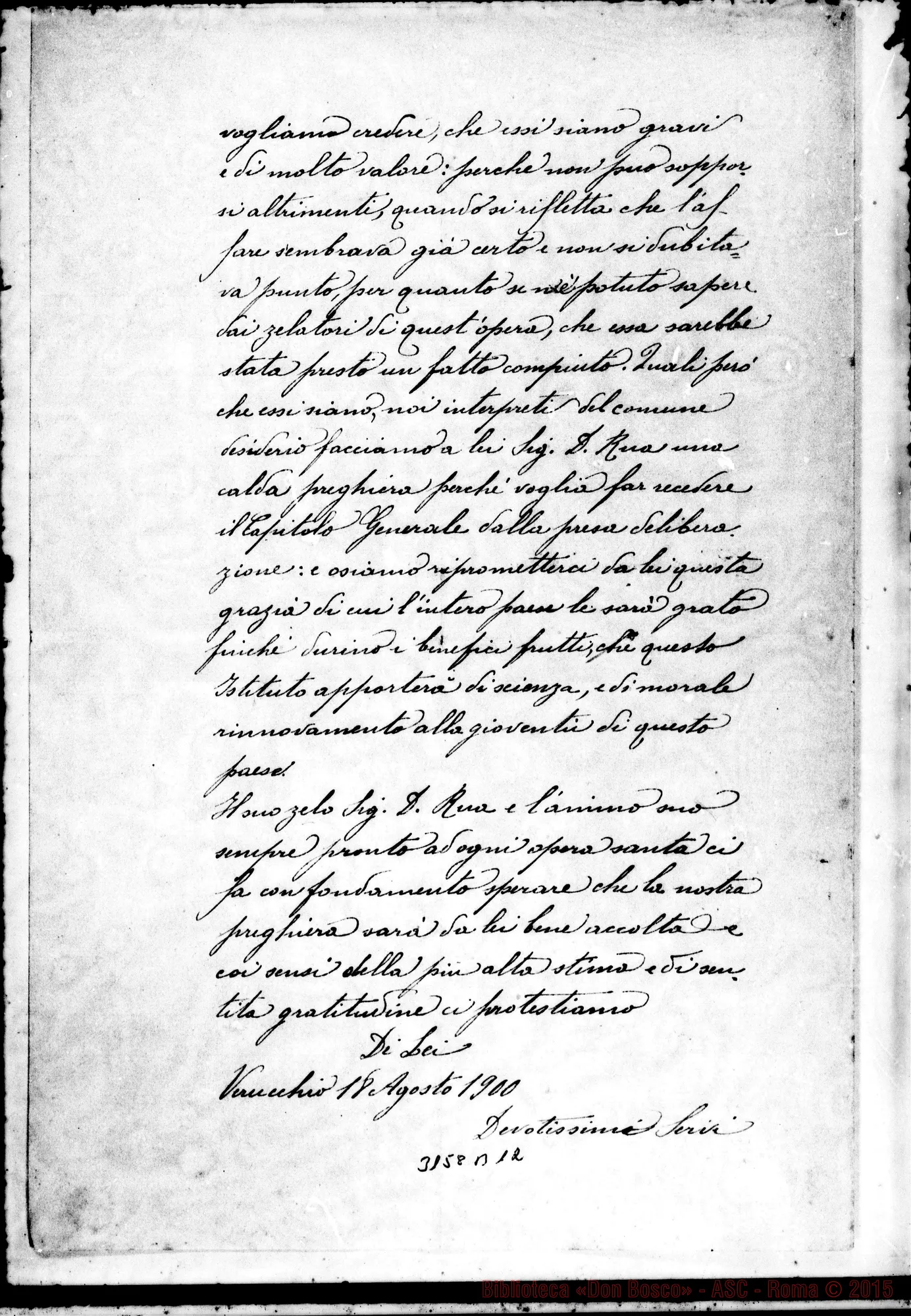 Fotogramma B 12 — Lettera A D. Rua con due fogli di firme. Verucchio, 18-08-1900
