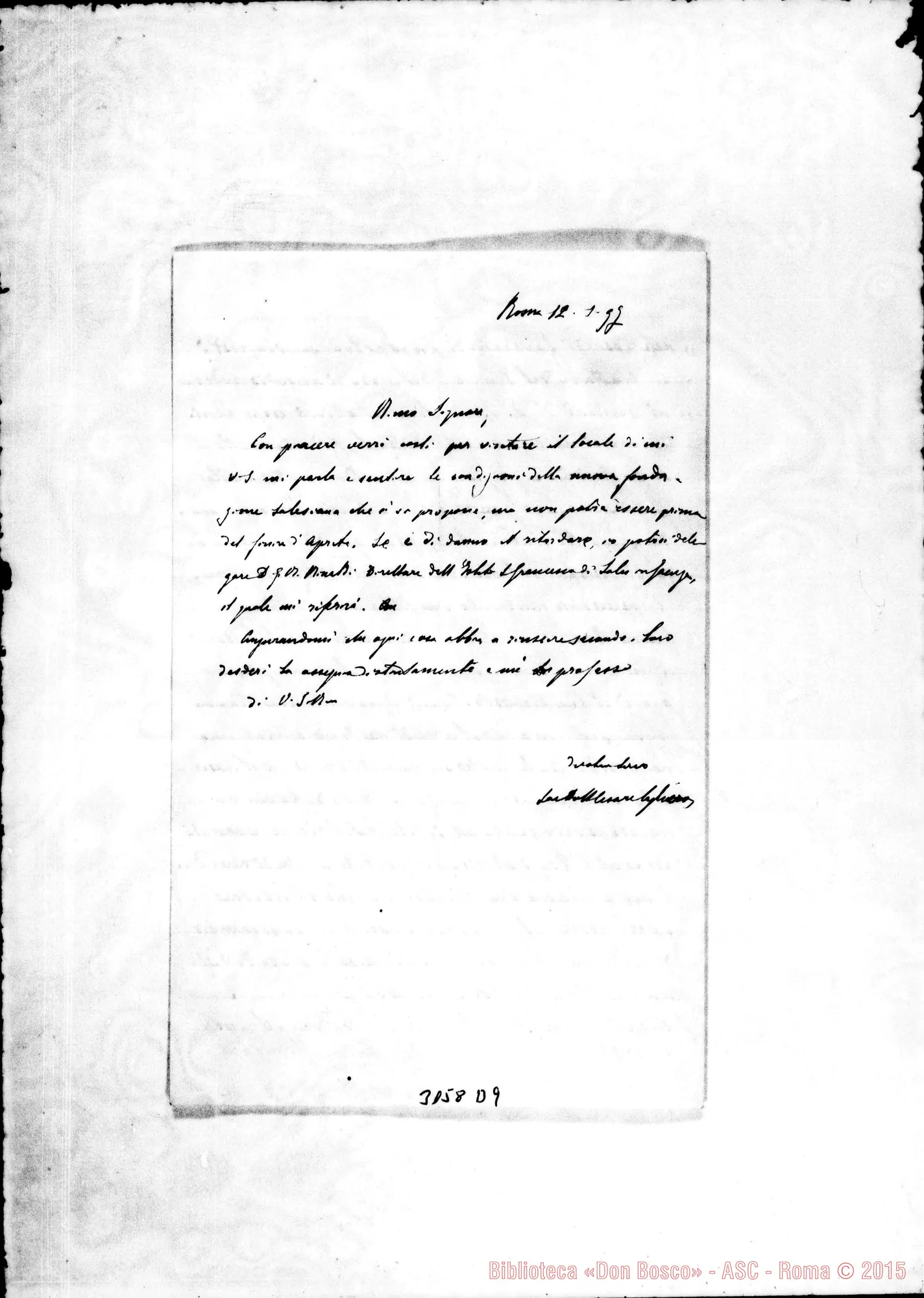 Fotogramma D 9 — Acci, risposta di D. Cagliero C. A lettera precedente. 12-01-1897