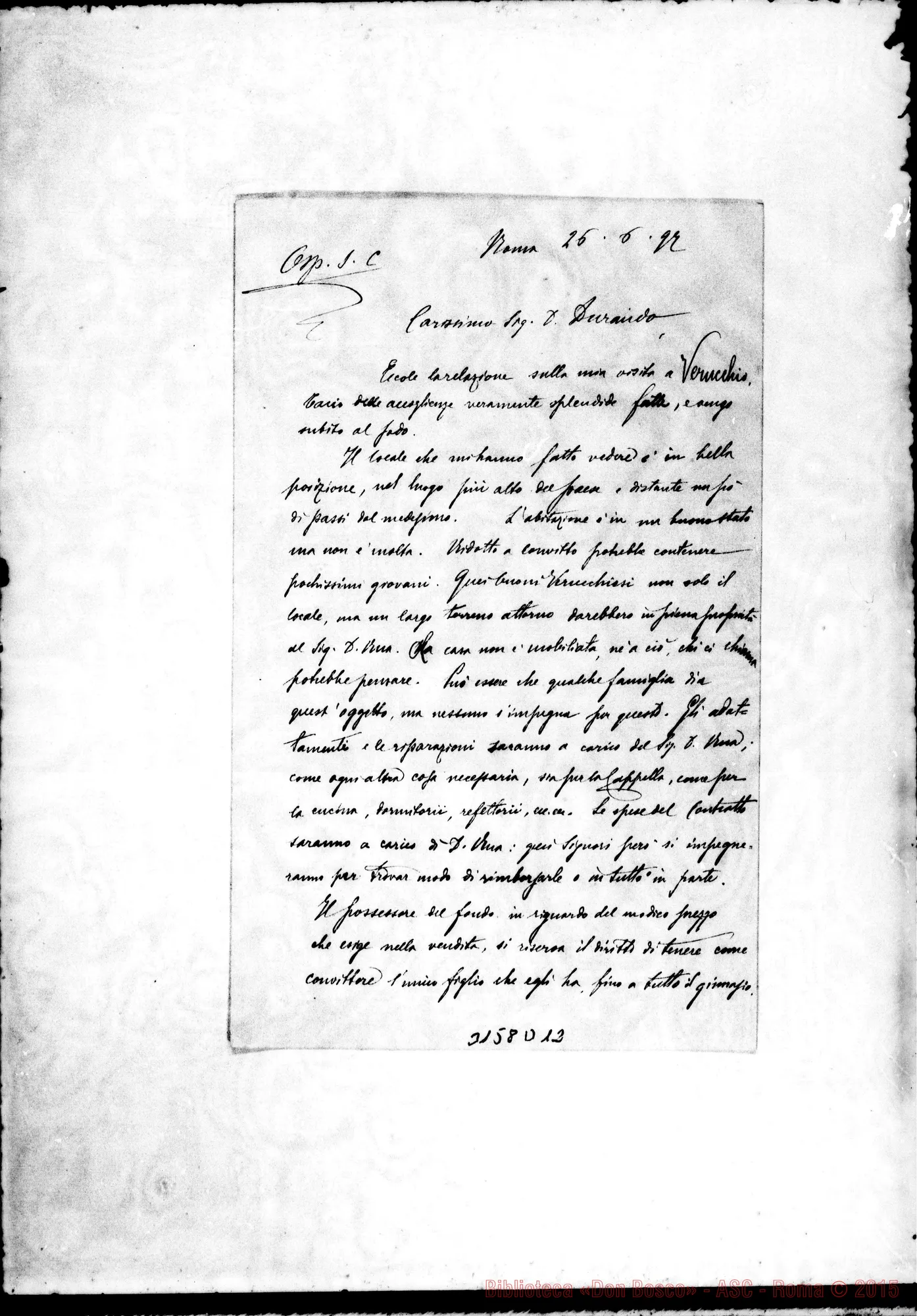 Fotogramma D 12 — D. Cagliero Cesare - D. Durando. Roma, 26-06-1897
