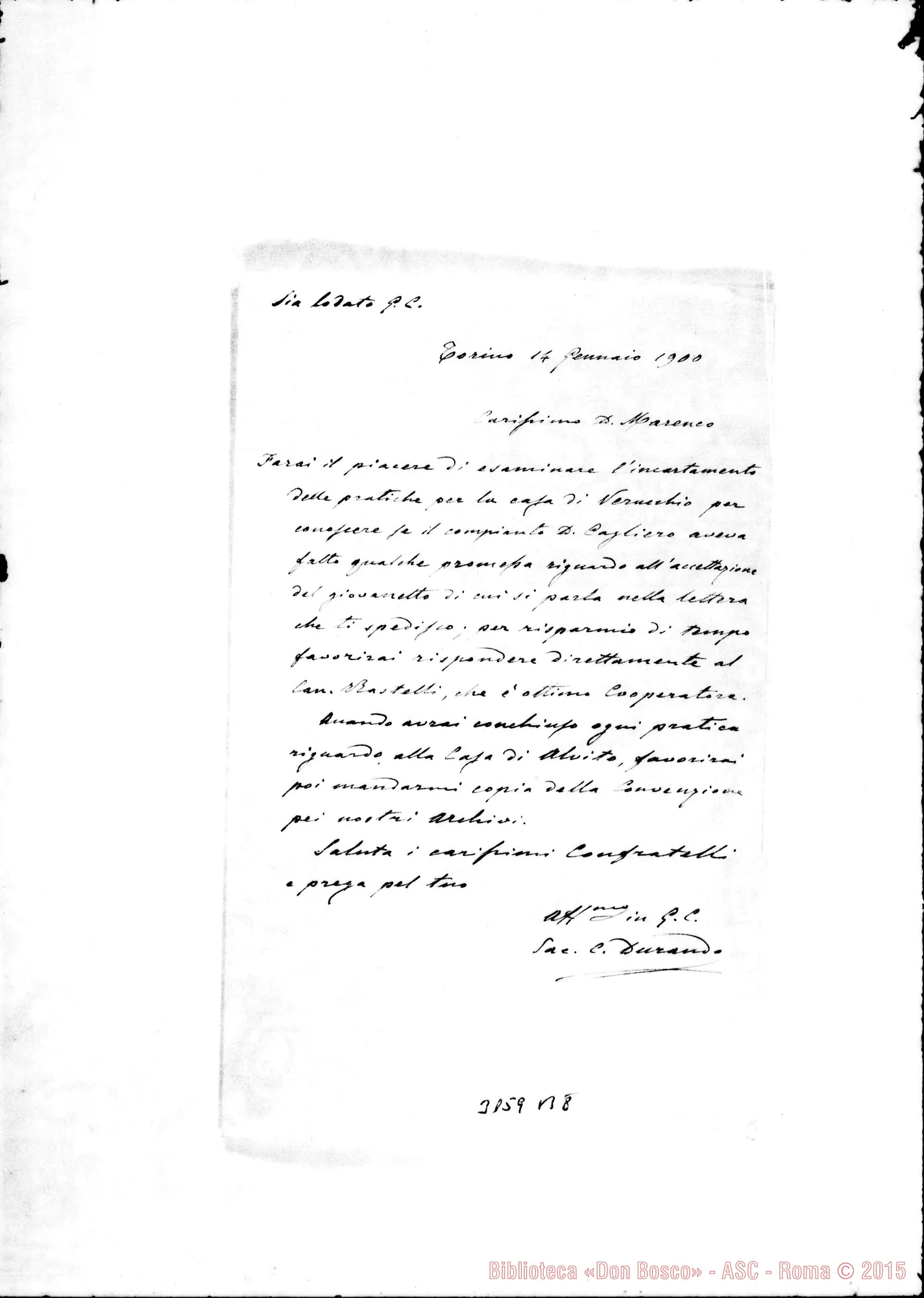 Fotogramma B 8 — D. Durando - D. Marenco. Torino, 14-01-1900