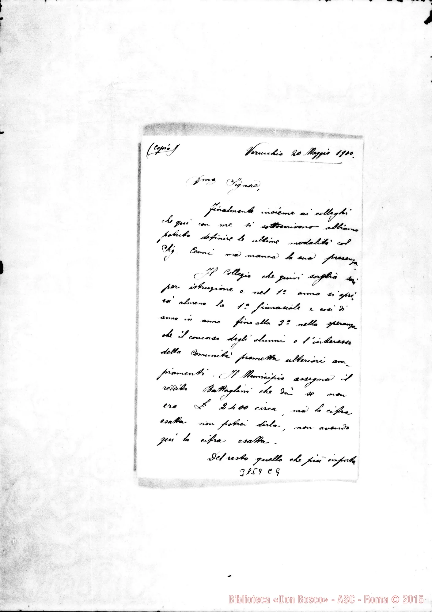 Fotogramma C 9 — D. Pietro Rastelli - D. Marenco. Verucchio, 20-05-1900