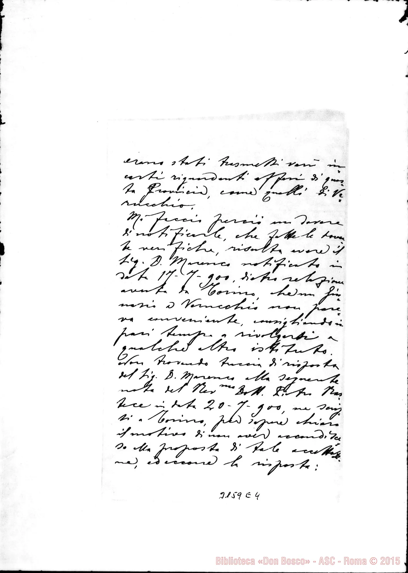 Fotogramma E 4 — D. Farina - Ill.mo Signore. Bologna, 8-12-1902