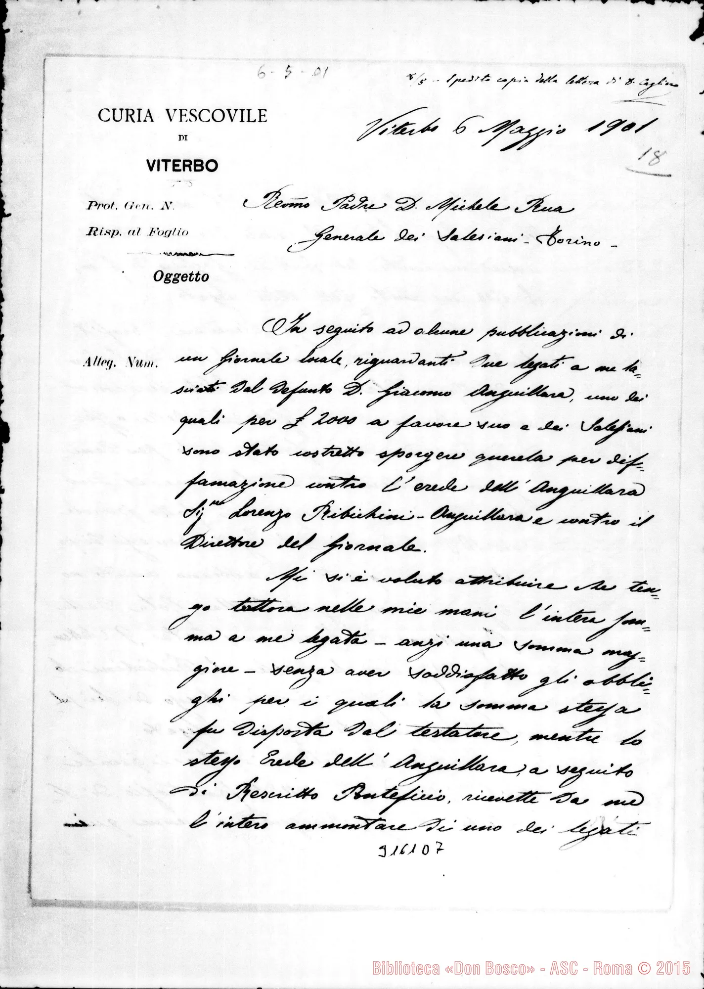 Fotogramma D 7 — Mons. Francesco Ragonesi, vie. gen. - D. Rua. Viterbo, 6-05-1901