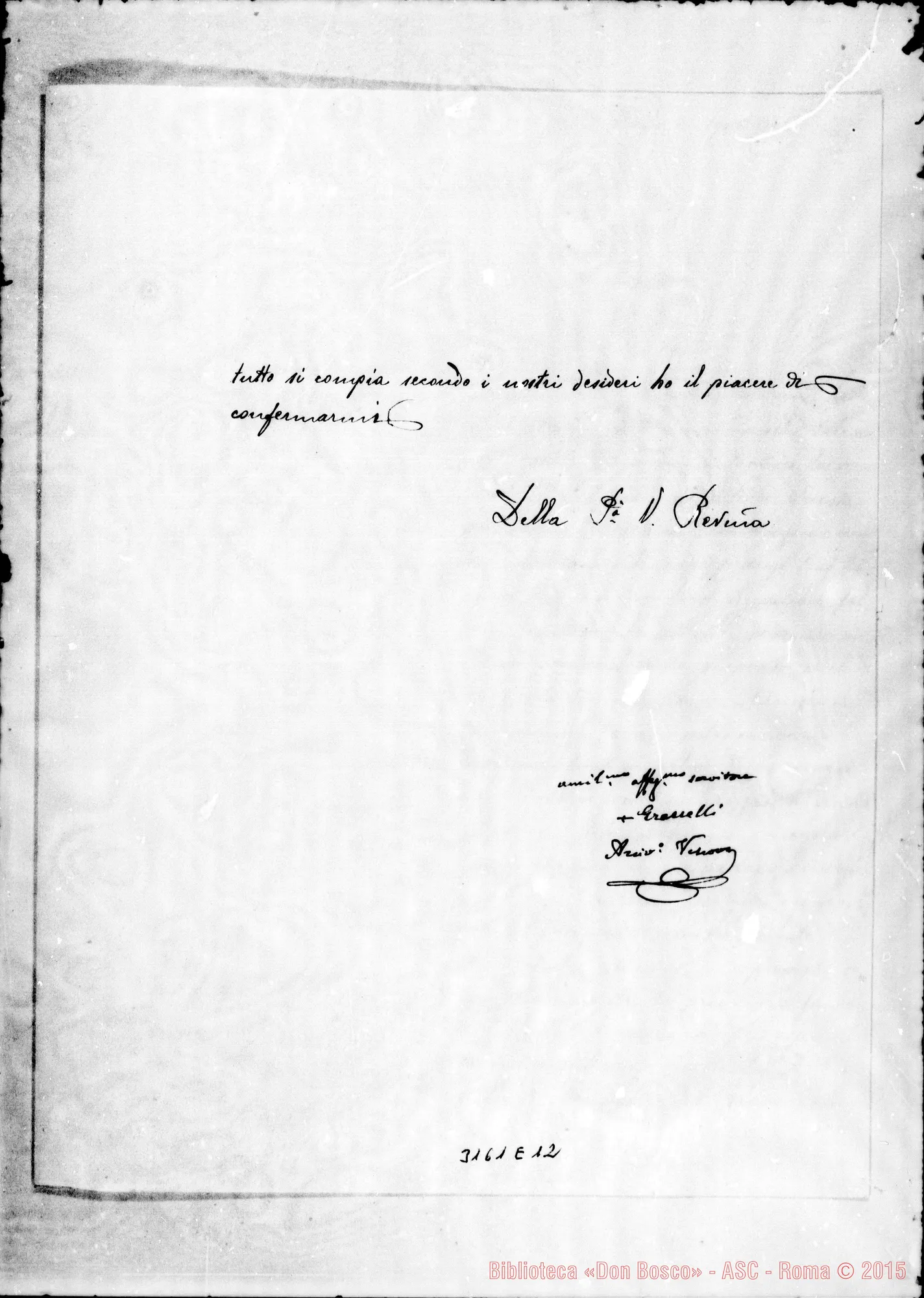 Fotogramma E 12 — Antonio M. Grasselli, arciv. - D. Rua. Viterbo, 6-08-1904. Autogr. Rua
