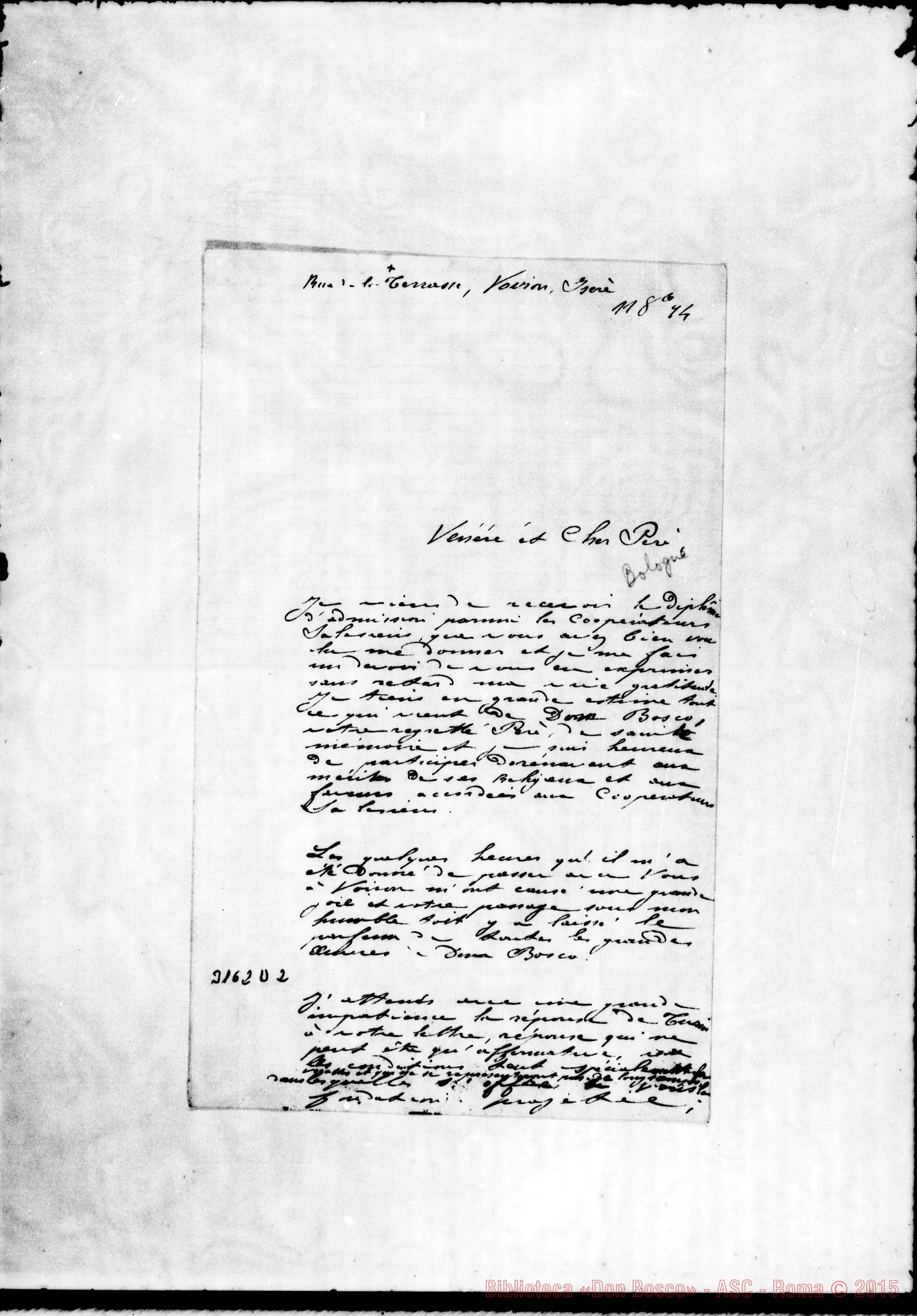Fotogramma D 2 — L’Abbé Joseph Buissier, aumônier - D. Bologna, l’11-10-1894