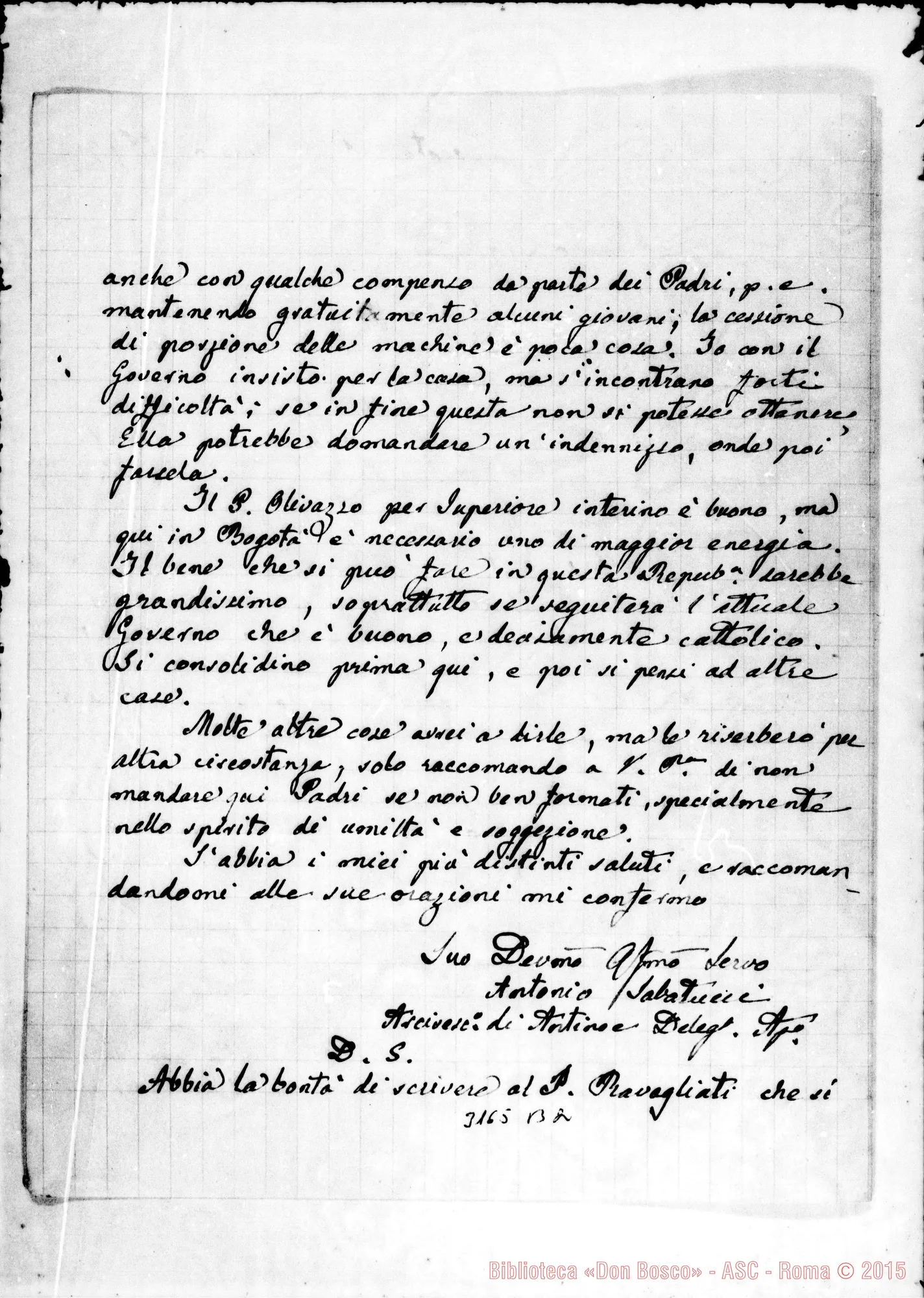 Fotogramma B 2 — Antonio Sabatucci, del. apost. - D. Rua. Bogotà, 10-02-1894