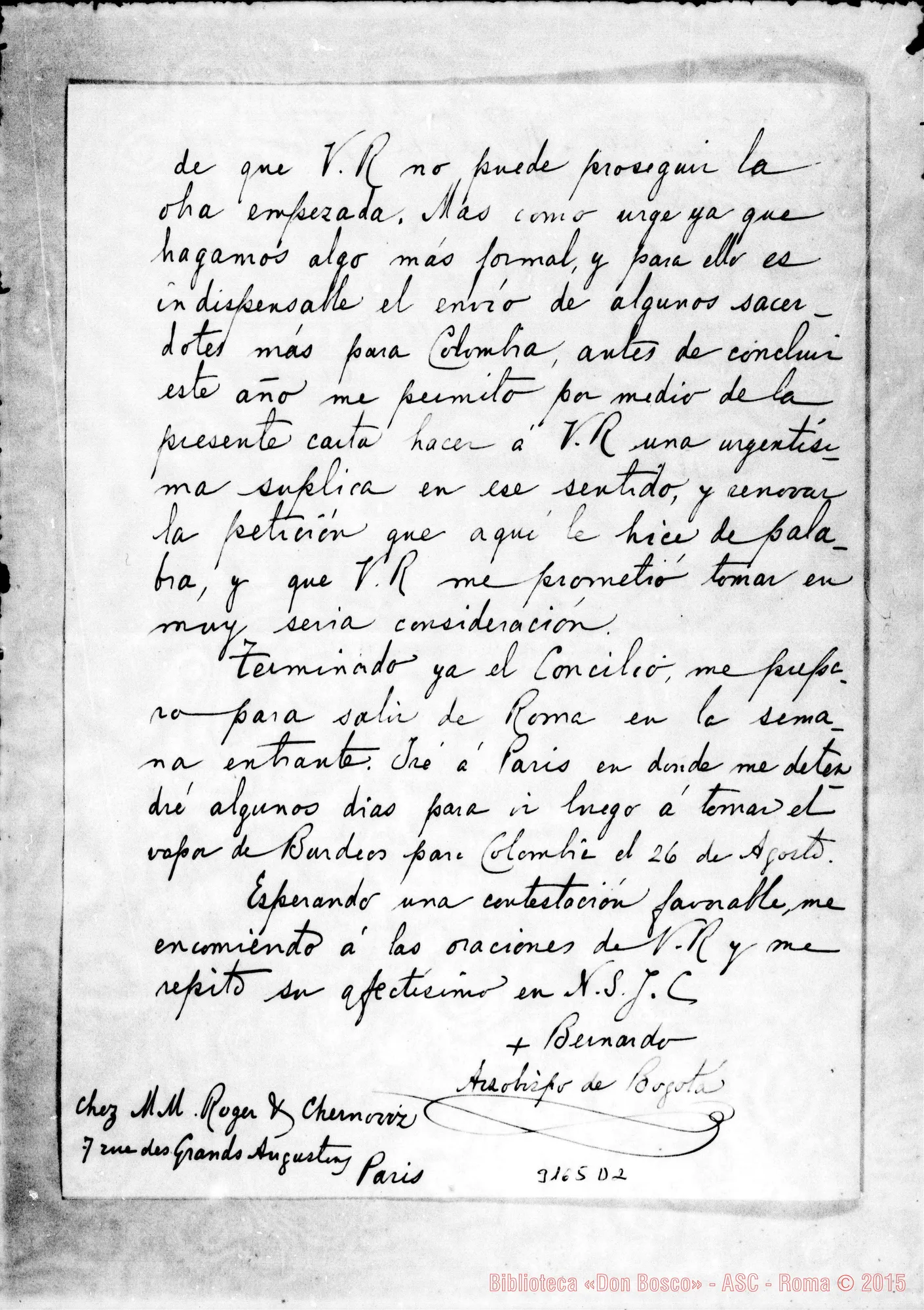 Fotogramma D 2 — Bernardo Herrera R., arciv. - D. Rua. Roma, 2-07-1899. Autogr. Rua
