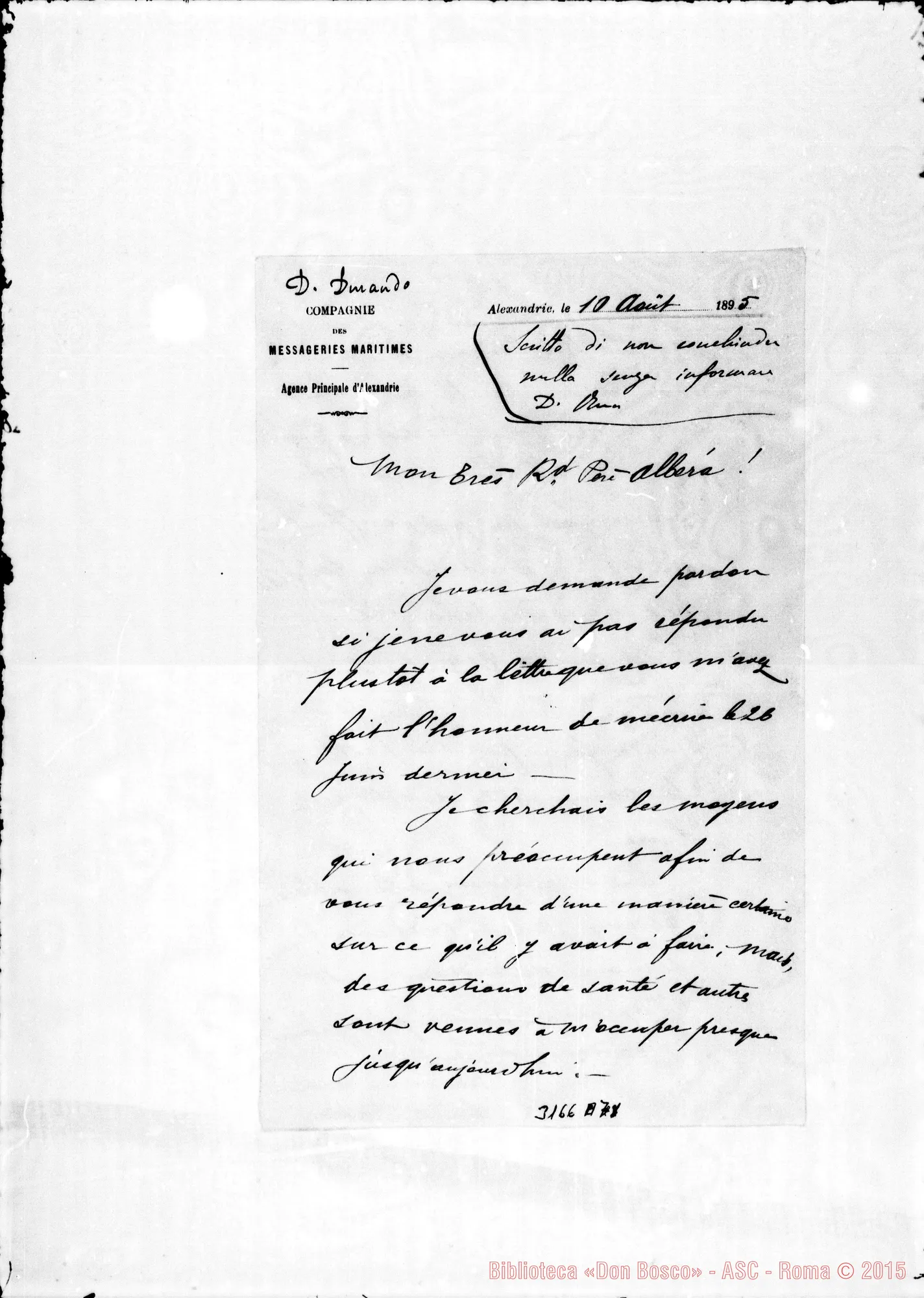 Fotogramma A 7 — Emile Popolani - D. Albera. Alexandrie, 10-08-1895
