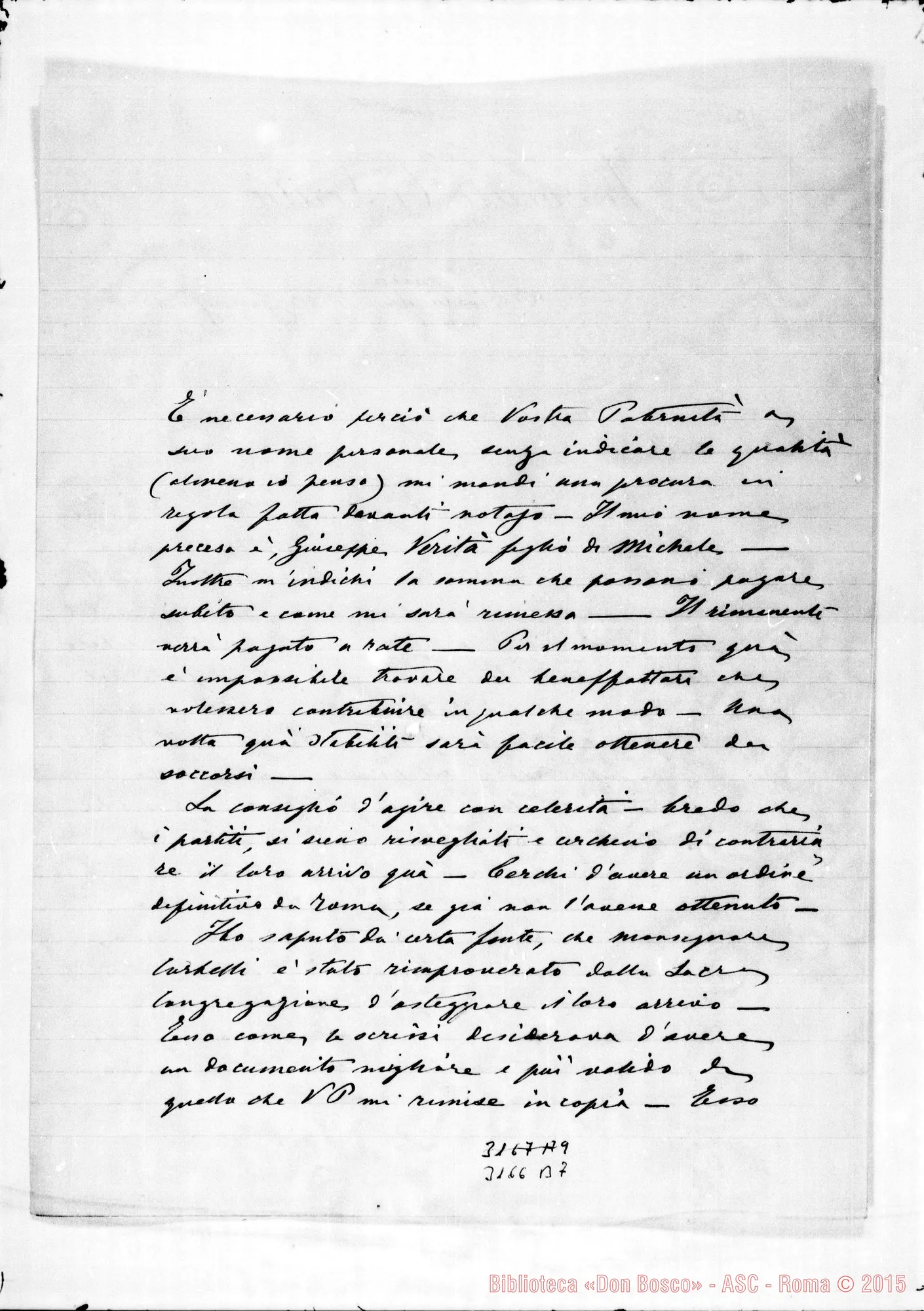 Fotogramma B 7 — Avv. G. Verità - Rev.mo. Il Cairo, 23-01-1896
