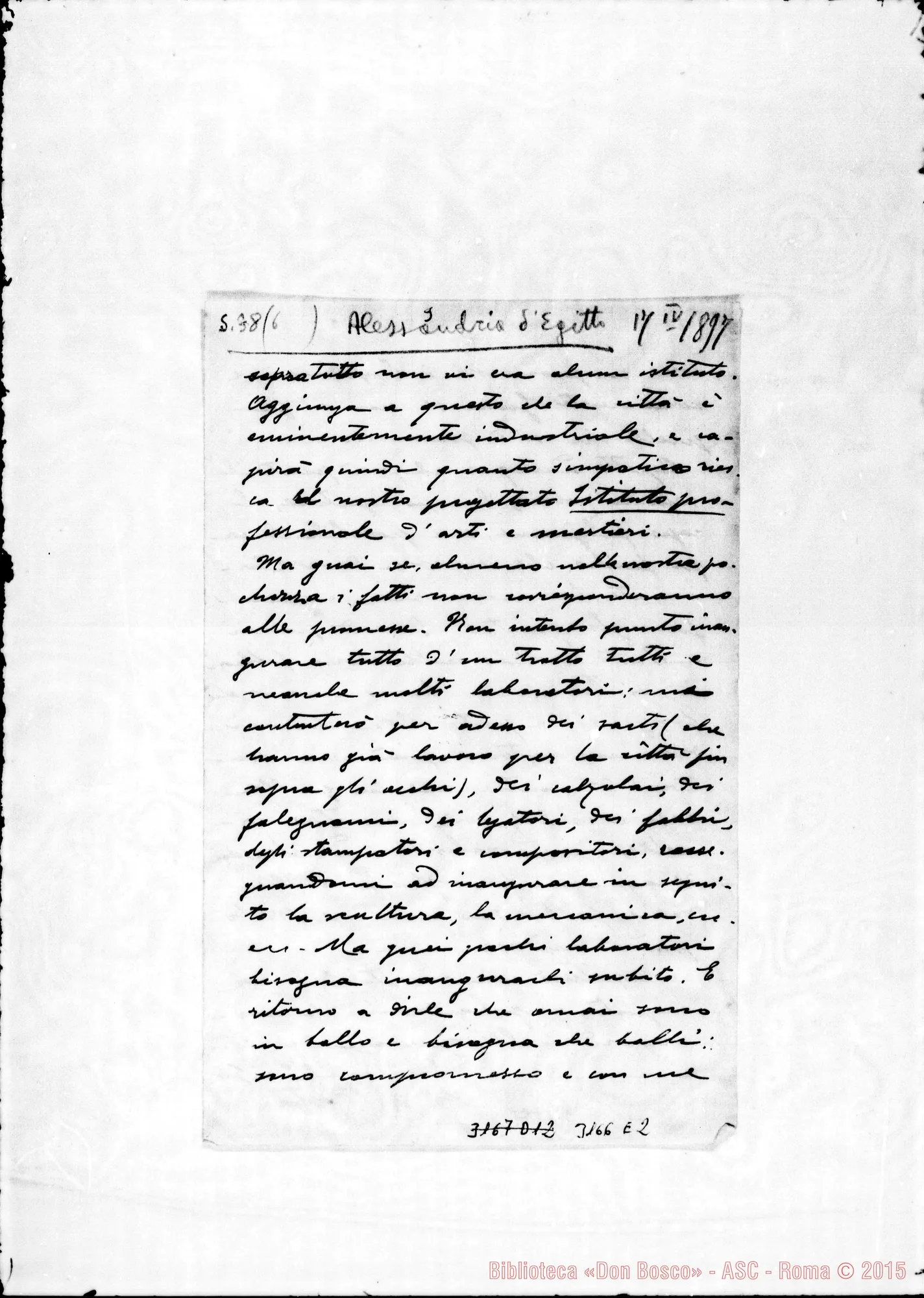 Fotogramma E 2 — D. Angelo Festa - D. Lazzero. Alessandria d’Egitto, 17-04-1897