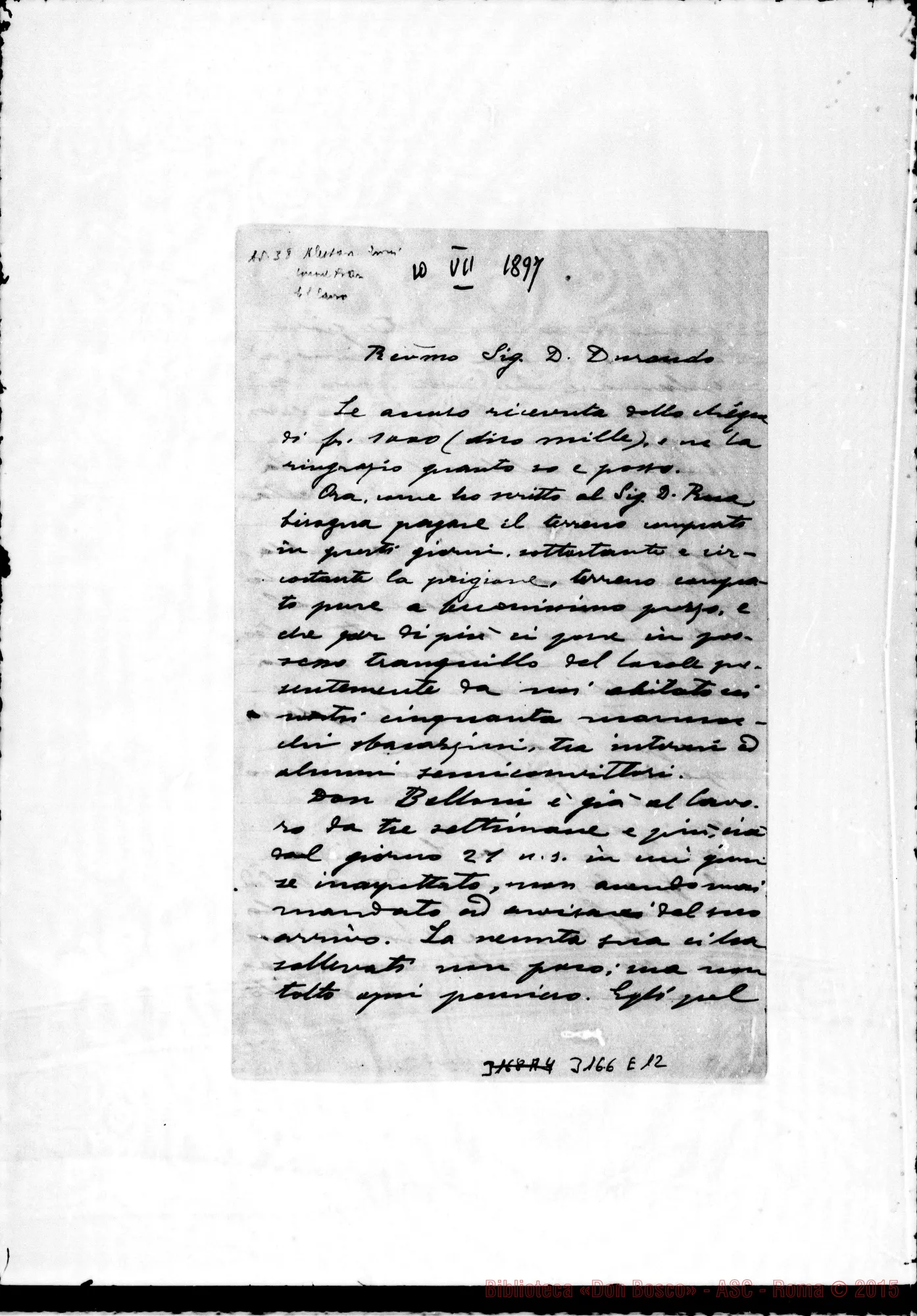 Fotogramma E 12 — D. Angelo Festa - D. Durando. Alessandria d’Egitto, 10-07-1897