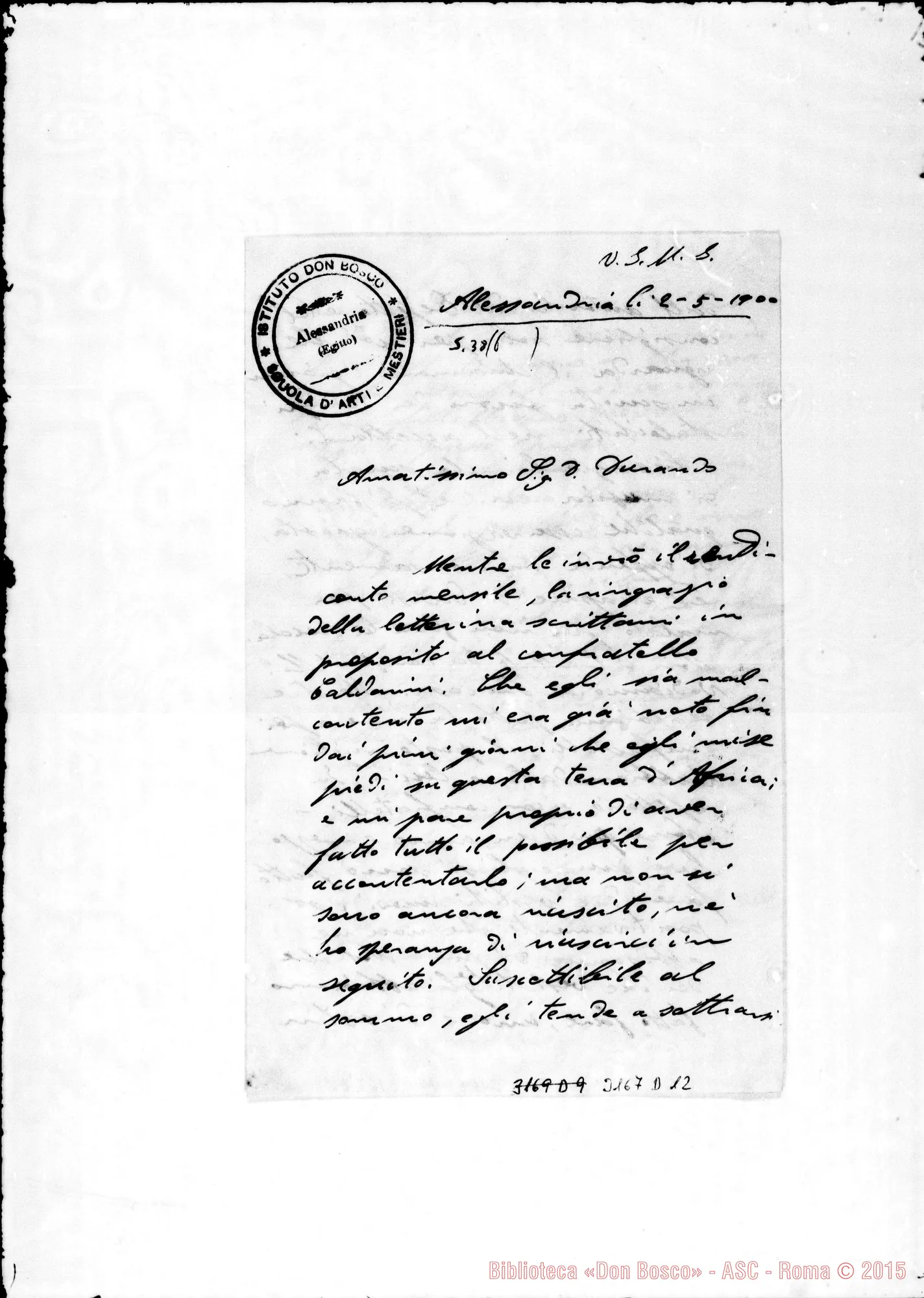 Fotogramma D 12 — D. Cardano P. - D. Durando. Alessandria d’Egitto, 2-05-1900
