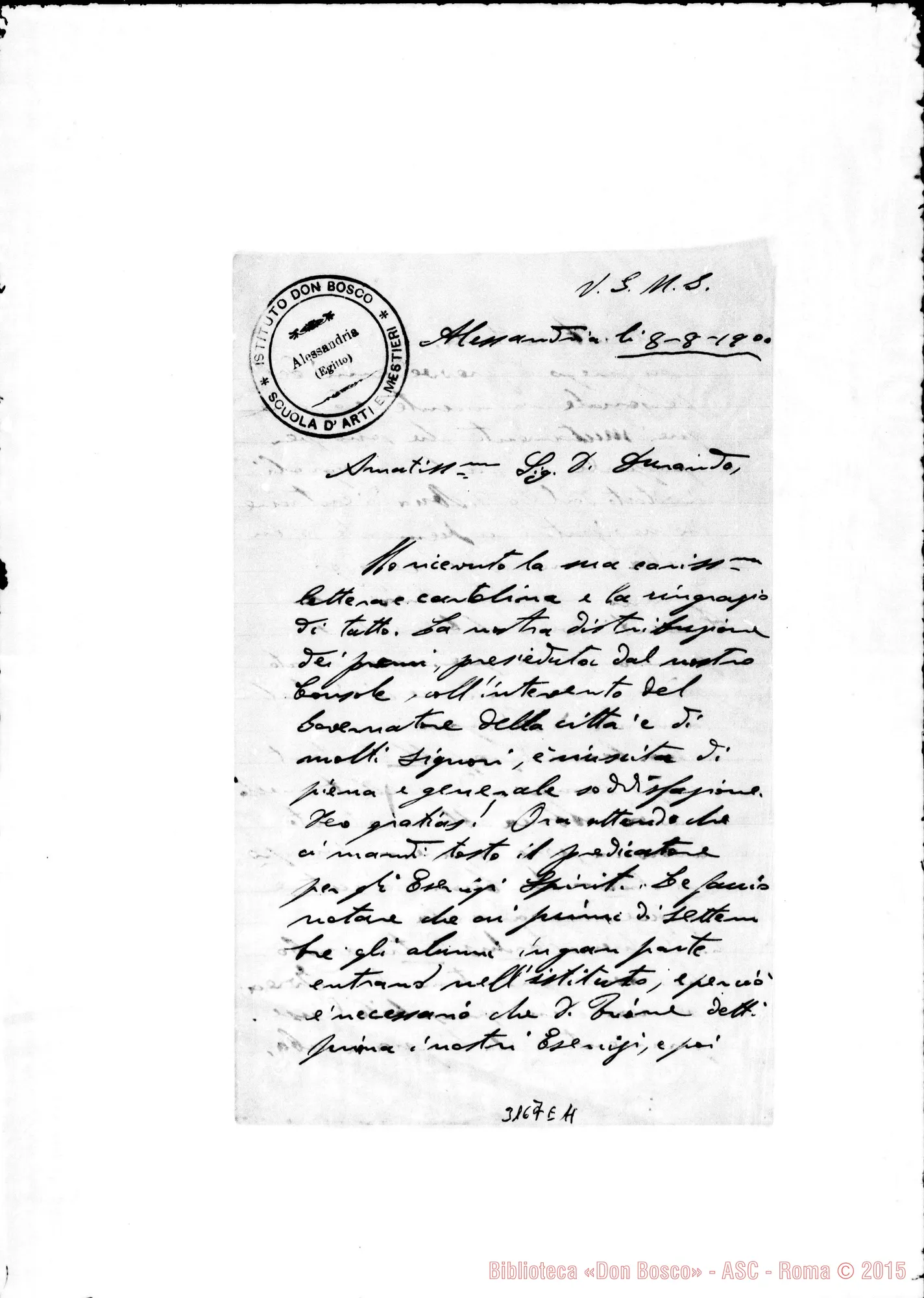 Fotogramma E 4 — D. Cardano Pietro - D. Durando. Alessandria d’Egitto, 8-08-1900