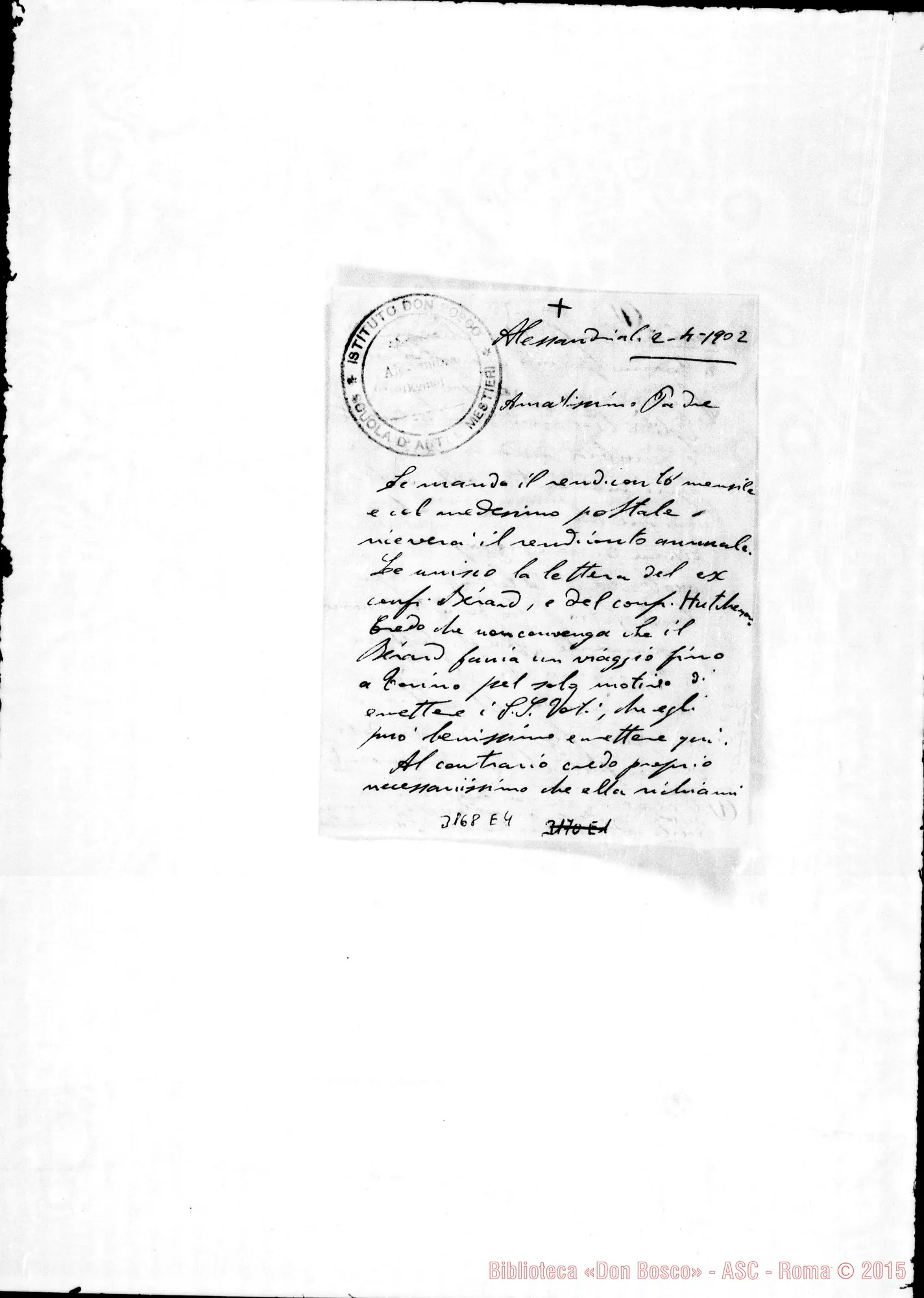 Fotogramma E 4 — D. Cardano Pietro - Amatissimo Padre. Alessandria d’Egitto, 2-04-1902