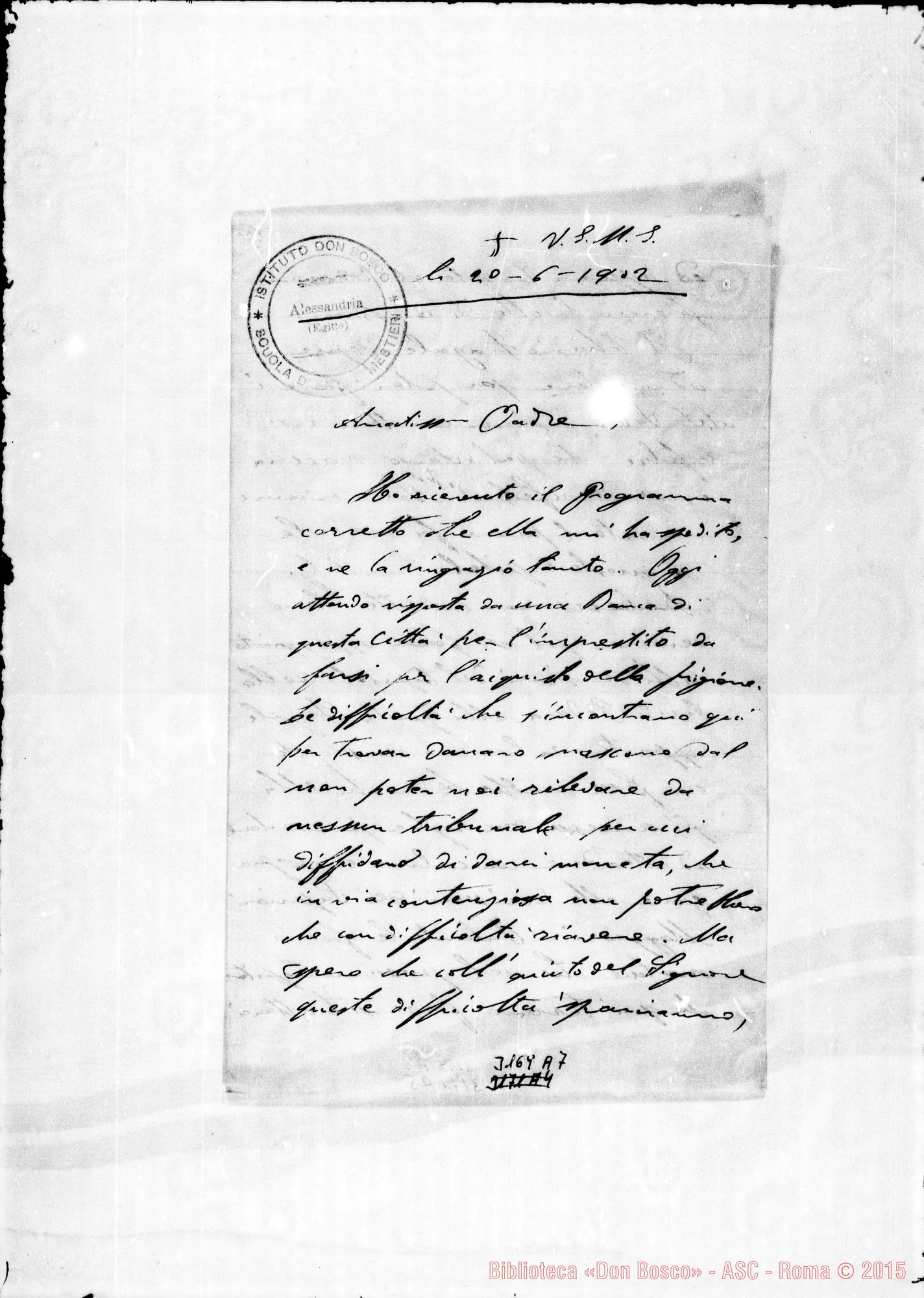 Fotogramma A 7 — D. Cardano Pietro - Amatissimo Padre. Alessandria d’Egitto, 20-06-1902