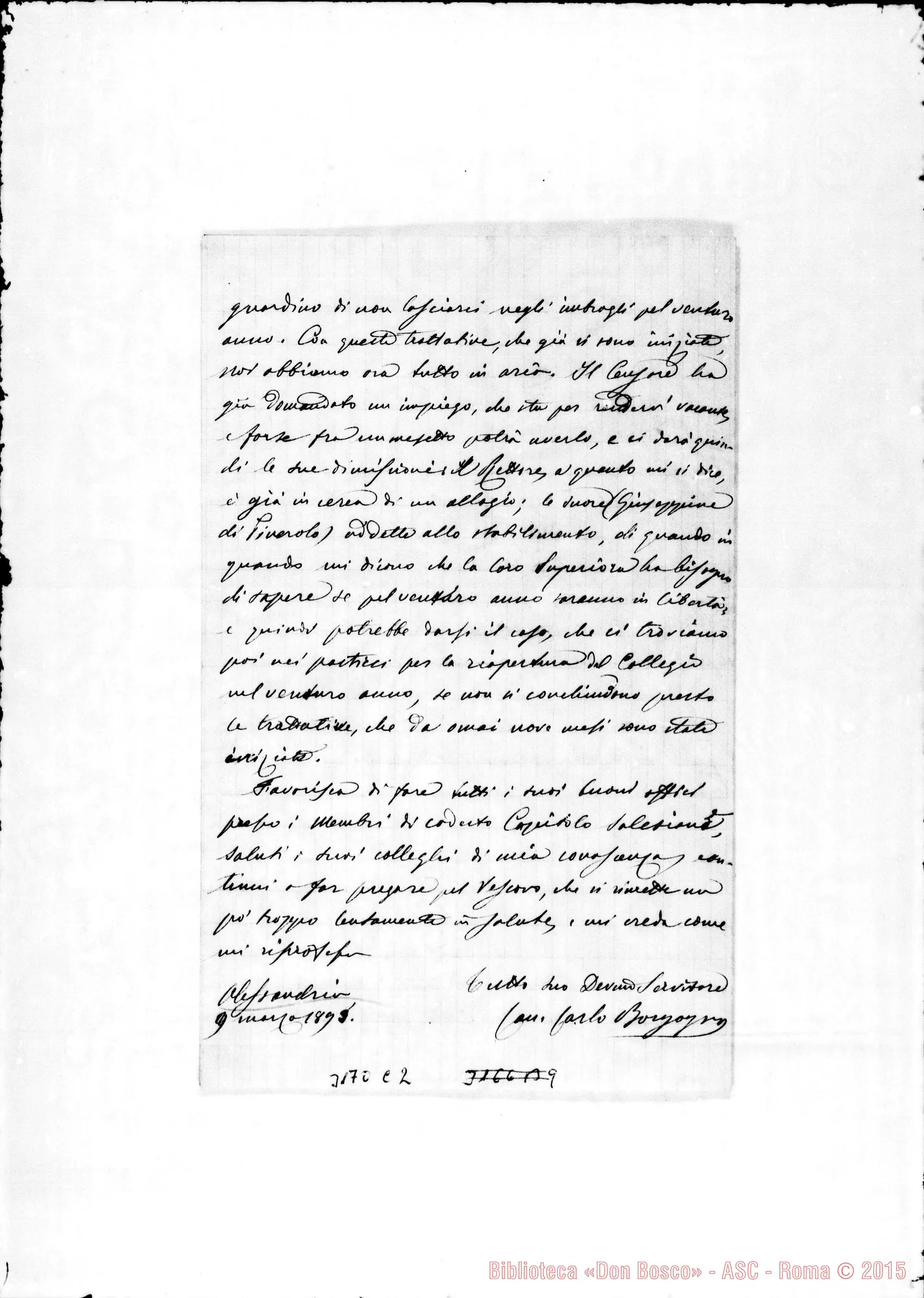 Fotogramma C 2 — Can. Borgogno Carlo - Rev.do Signore. Alessandria, 9-03-1893